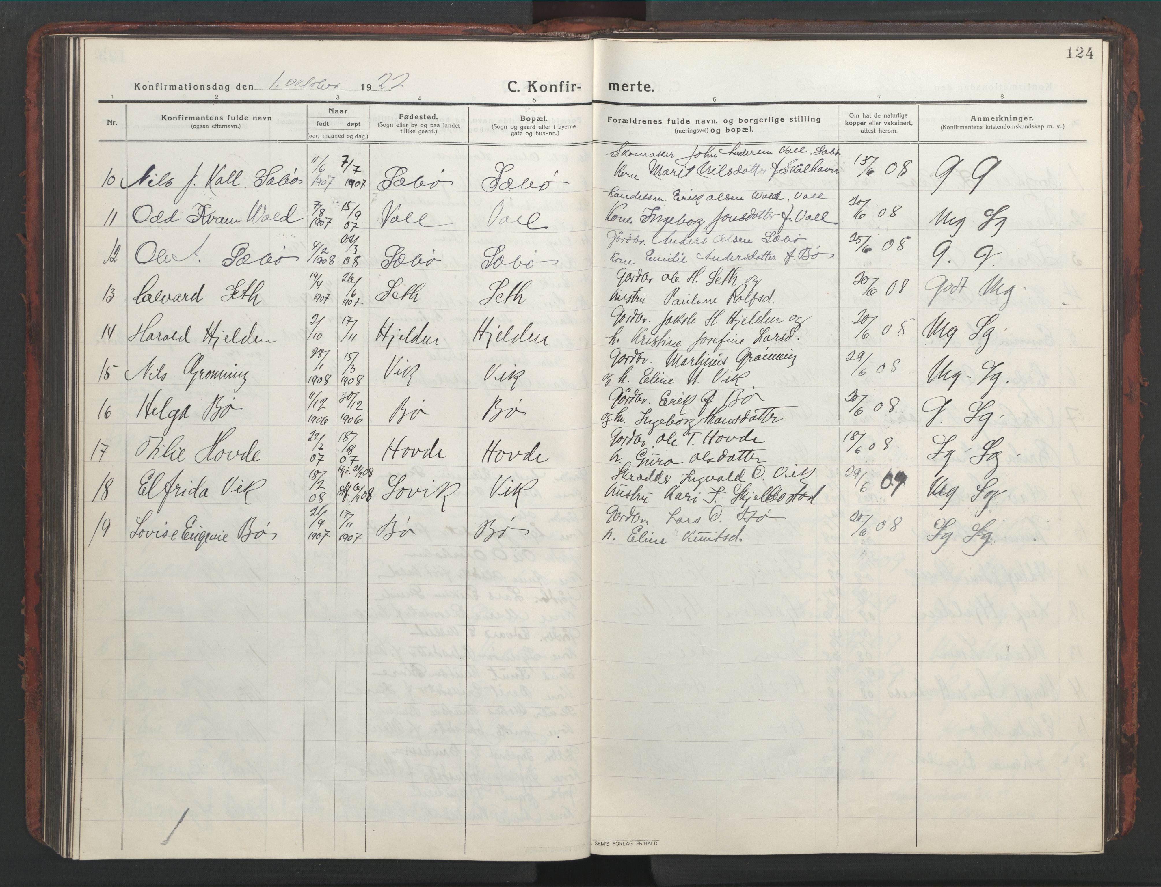 Ministerialprotokoller, klokkerbøker og fødselsregistre - Møre og Romsdal, AV/SAT-A-1454/543/L0565: Klokkerbok nr. 543C03, 1916-1955, s. 124