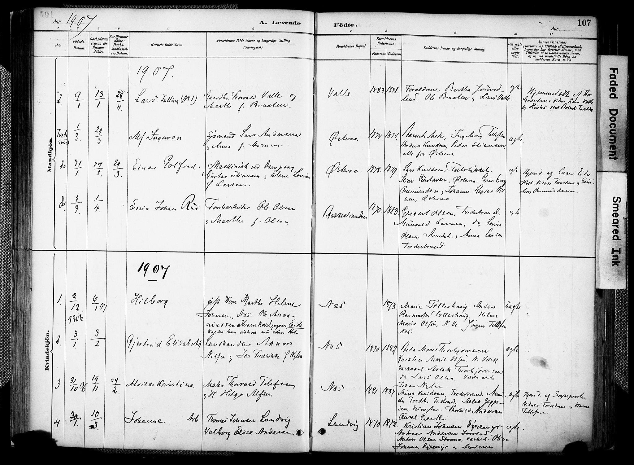 Holt sokneprestkontor, AV/SAK-1111-0021/F/Fa/L0012: Ministerialbok nr. A 12, 1885-1907, s. 107