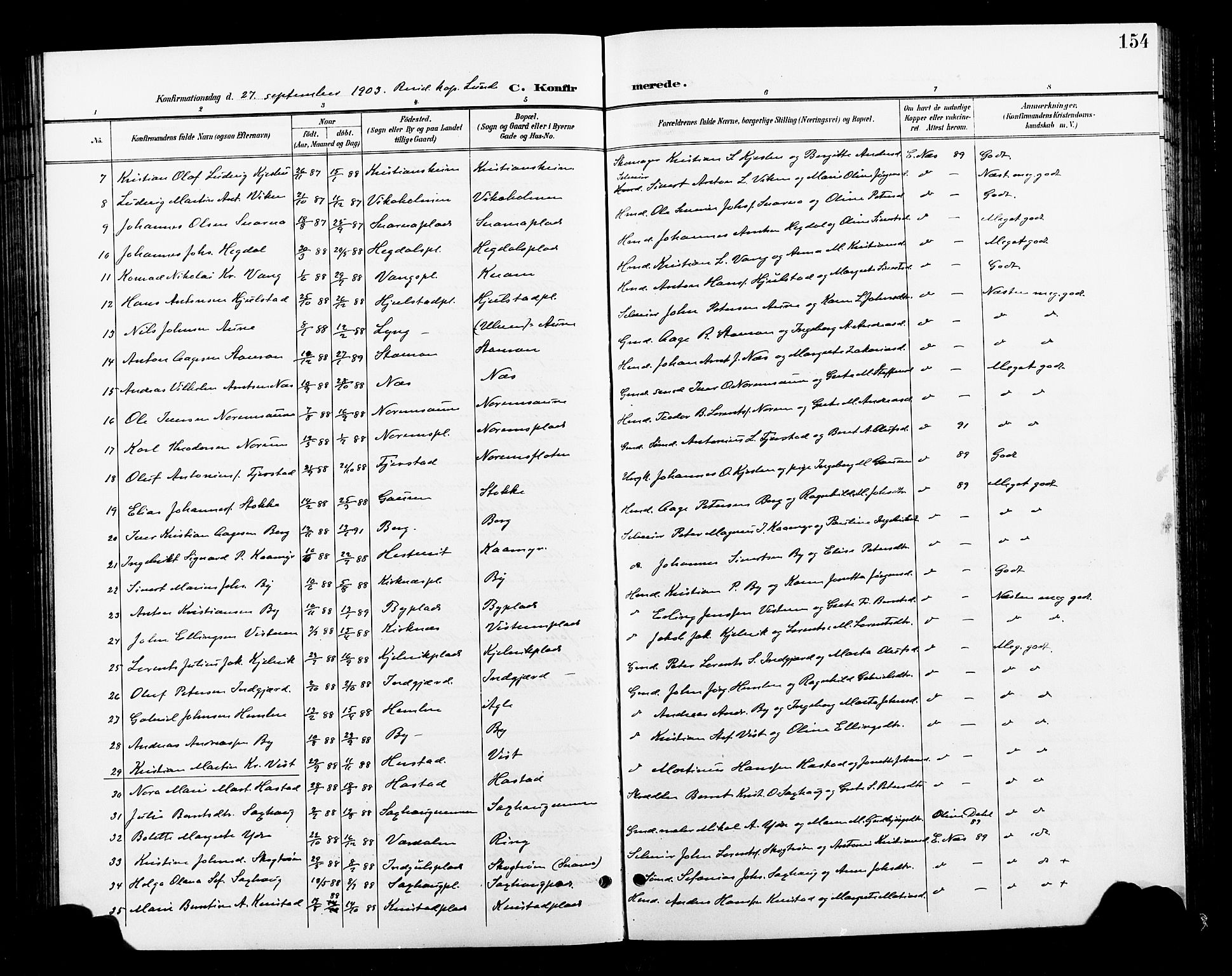 Ministerialprotokoller, klokkerbøker og fødselsregistre - Nord-Trøndelag, SAT/A-1458/730/L0302: Klokkerbok nr. 730C05, 1898-1924, s. 154
