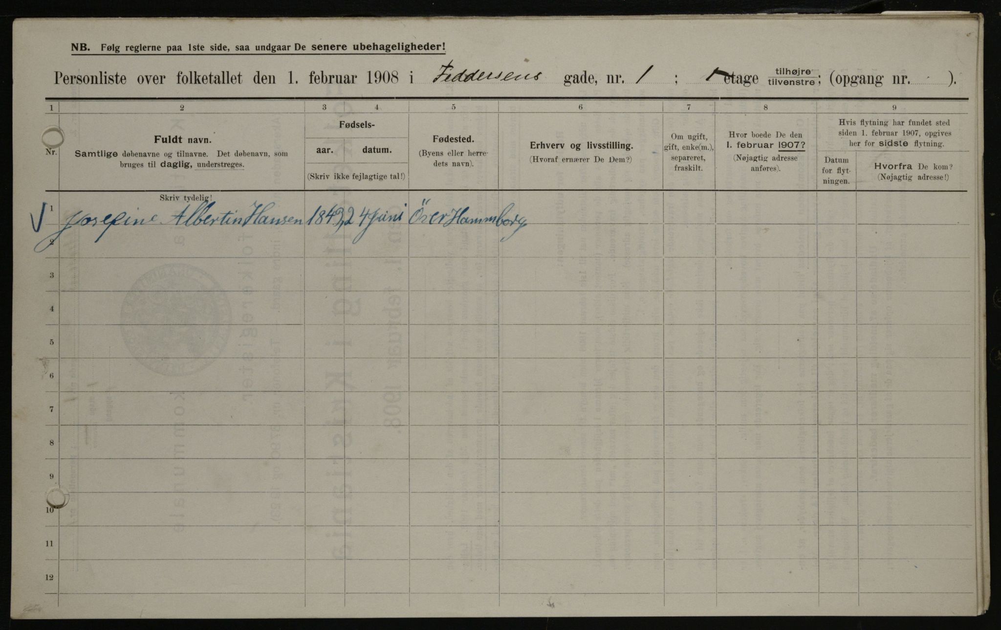 OBA, Kommunal folketelling 1.2.1908 for Kristiania kjøpstad, 1908, s. 21805