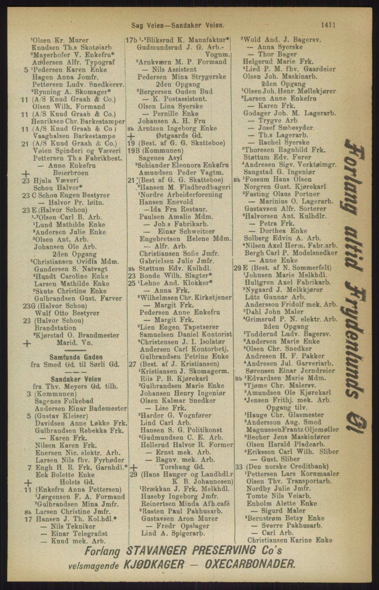 Kristiania/Oslo adressebok, PUBL/-, 1911, s. 1411