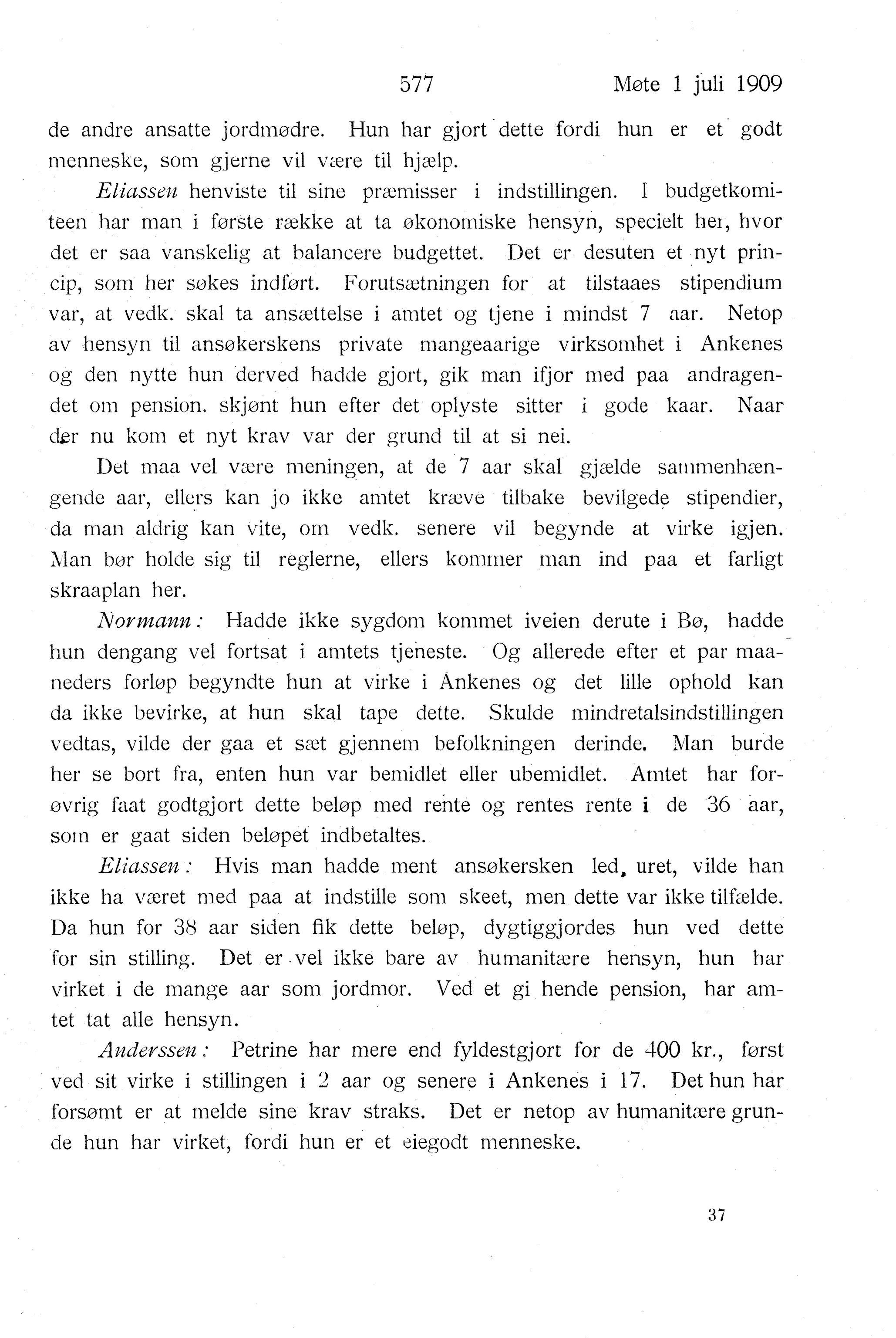 Nordland Fylkeskommune. Fylkestinget, AIN/NFK-17/176/A/Ac/L0032: Fylkestingsforhandlinger 1909, 1909