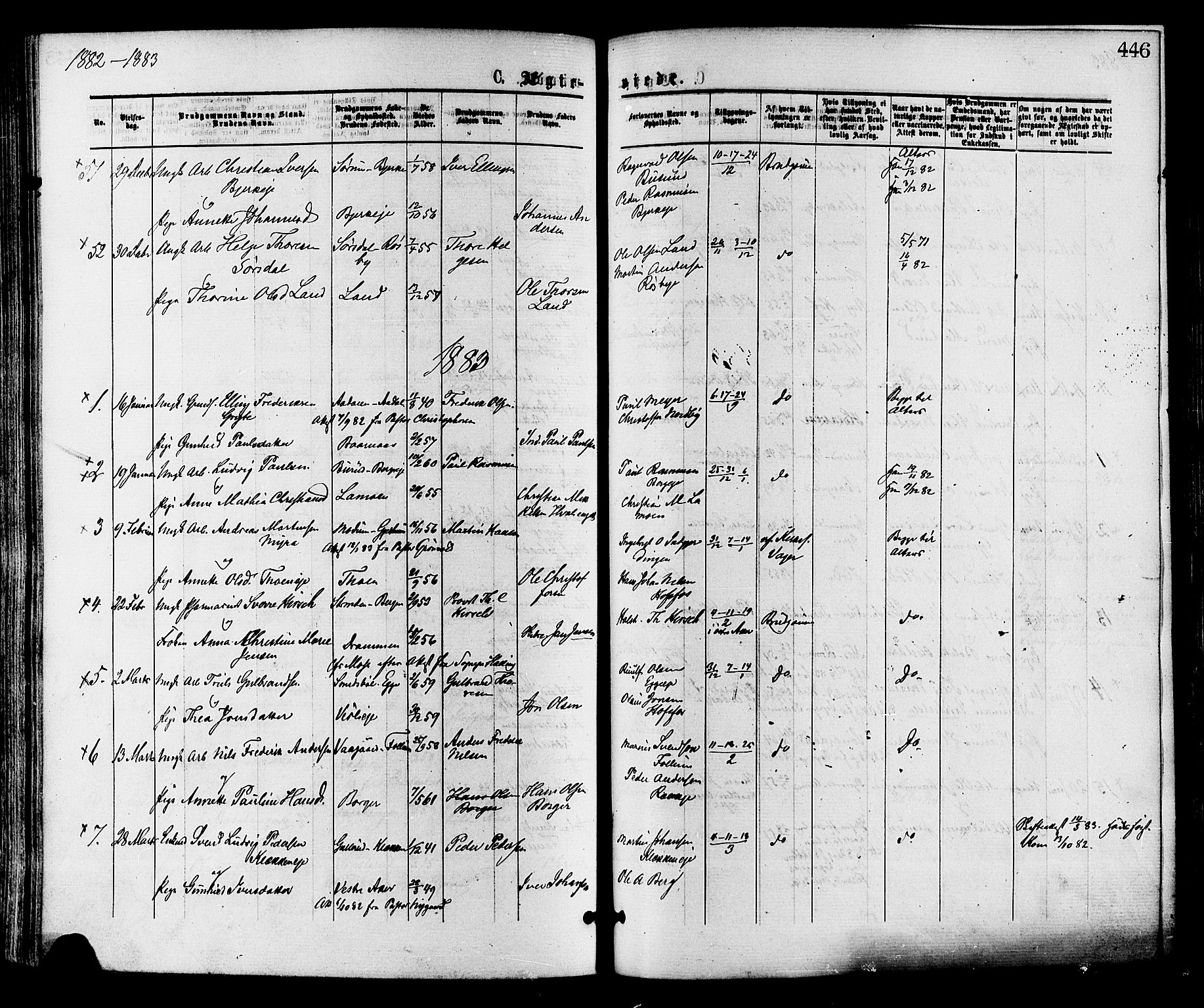 Norderhov kirkebøker, AV/SAKO-A-237/F/Fa/L0015: Ministerialbok nr. 15, 1875-1884, s. 446