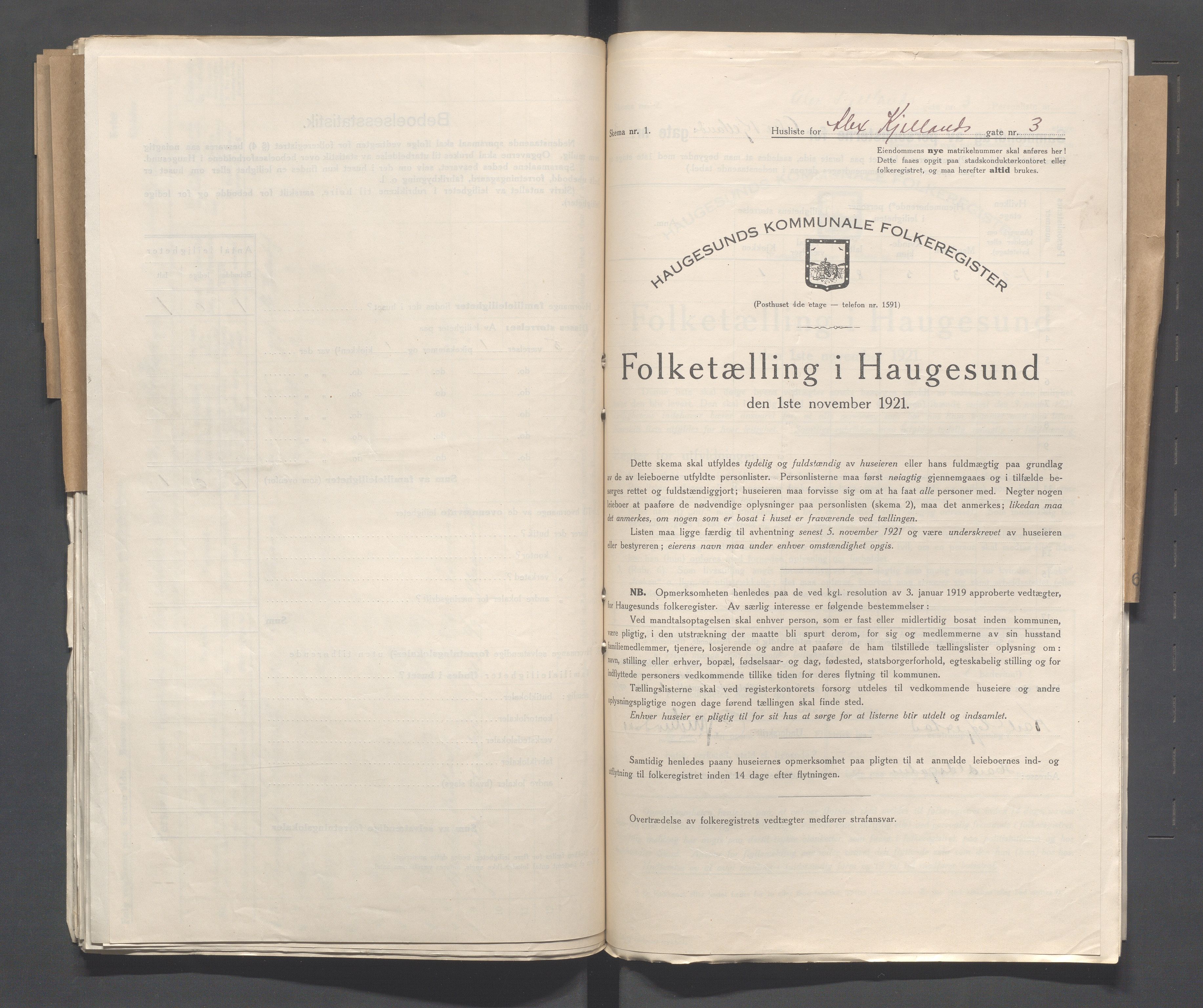 IKAR, Kommunal folketelling 1.11.1921 for Haugesund, 1921, s. 58