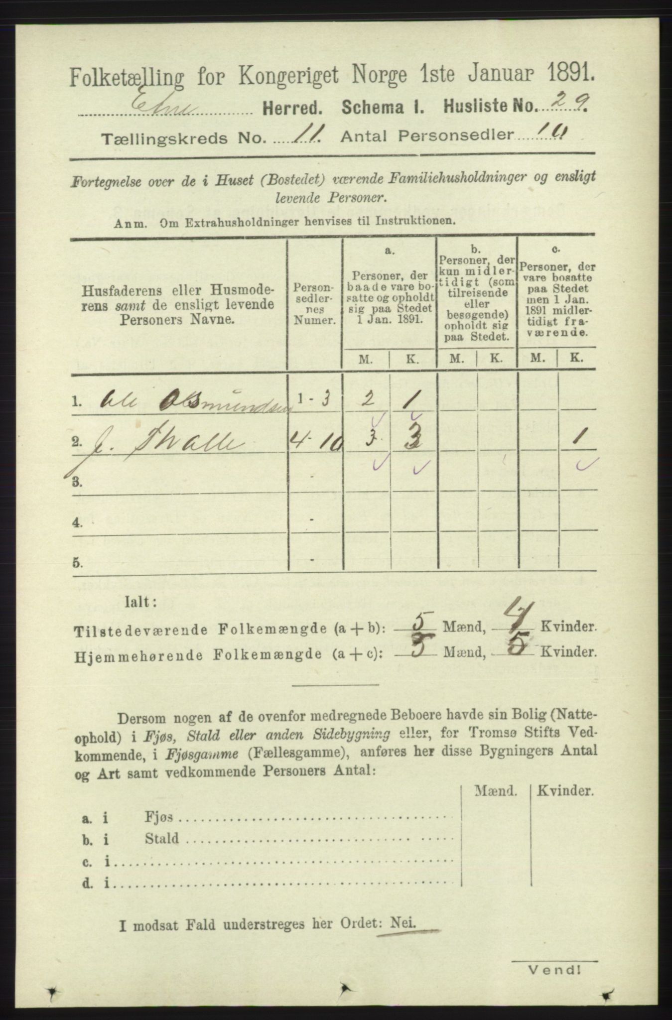 RA, Folketelling 1891 for 1211 Etne herred, 1891, s. 2231