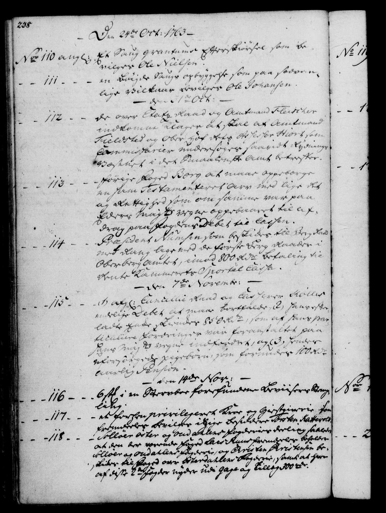 Rentekammeret, Kammerkanselliet, RA/EA-3111/G/Gf/Gfb/L0006: Register til norske relasjons- og resolusjonsprotokoller (merket RK 52.101), 1755-1765, s. 238