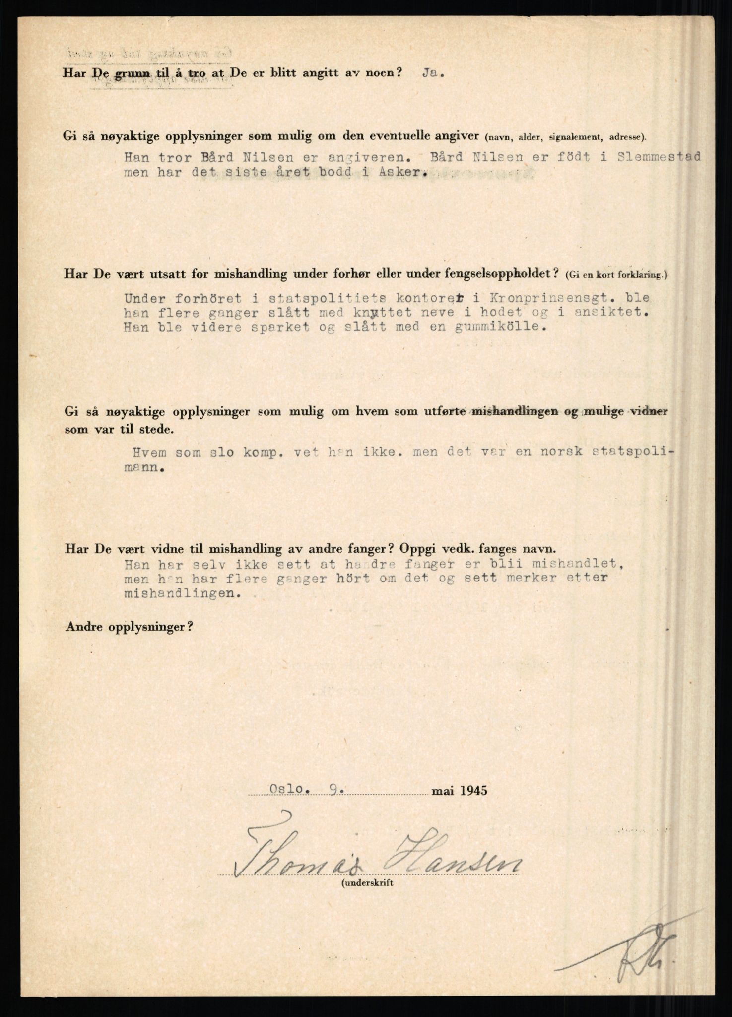 Rikspolitisjefen, AV/RA-S-1560/L/L0006: Hansen, Adolf Boye - Hemstad, Gunnar, 1940-1945, s. 515