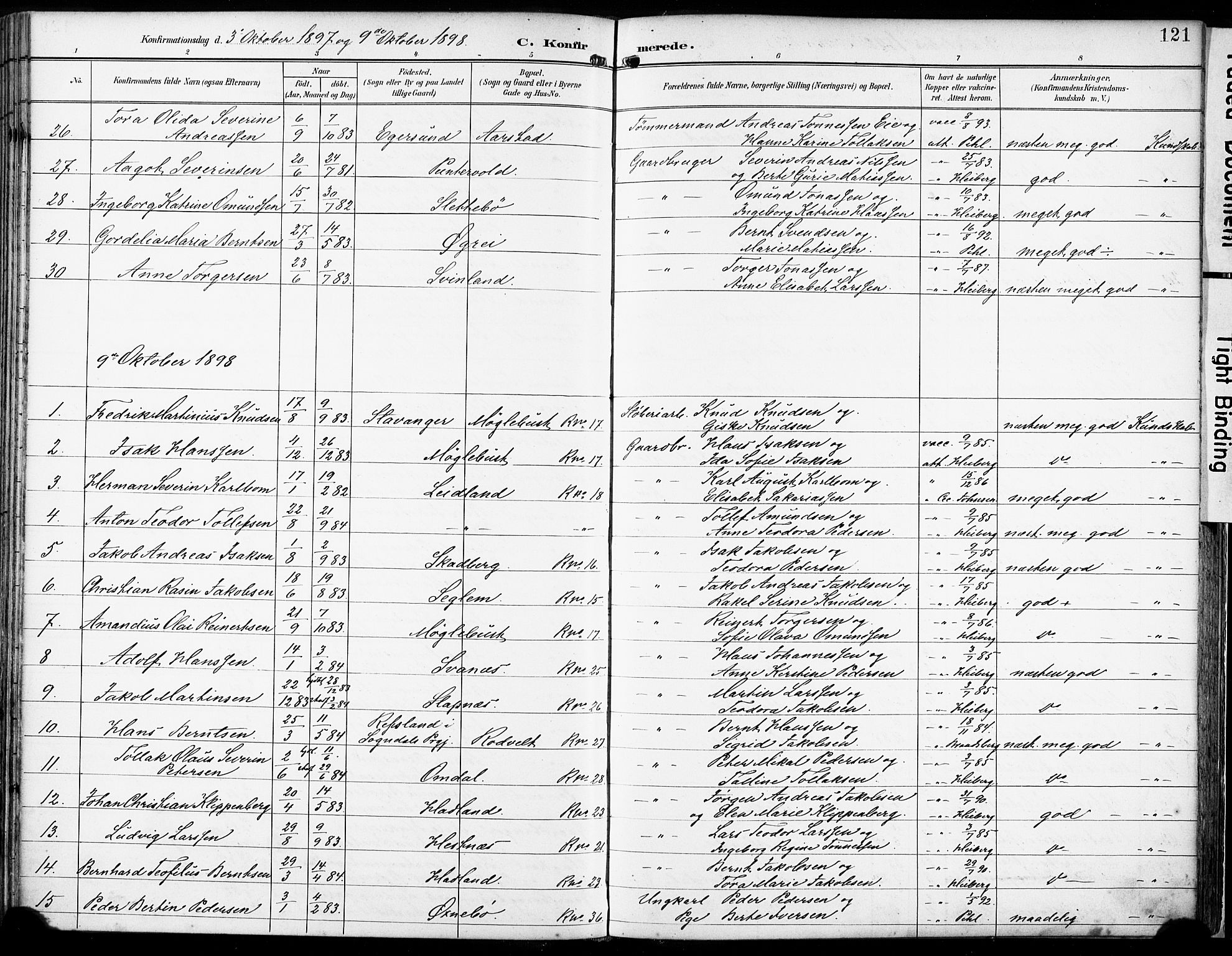 Eigersund sokneprestkontor, AV/SAST-A-101807/S08/L0018: Ministerialbok nr. A 17, 1892-1905, s. 121