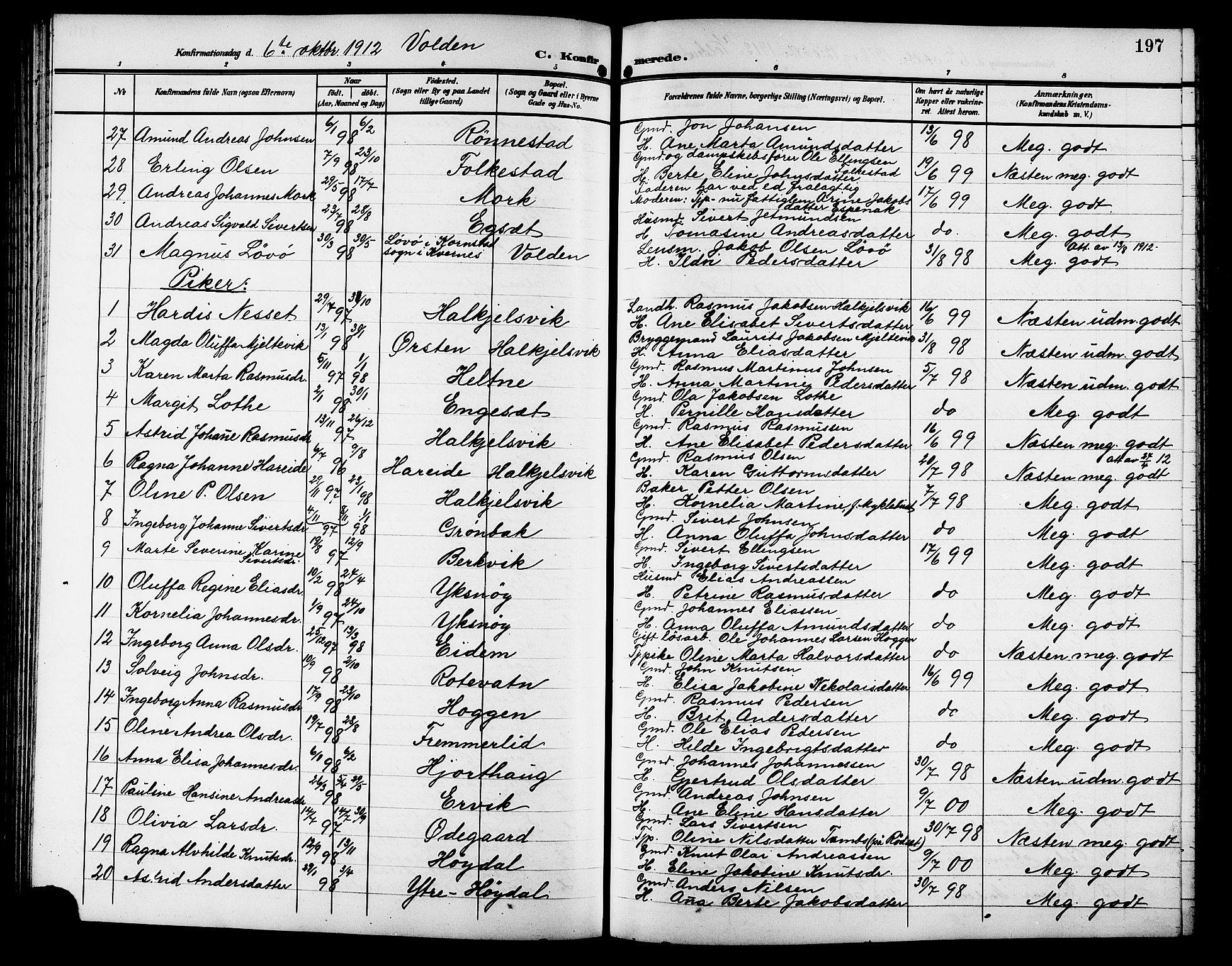 Ministerialprotokoller, klokkerbøker og fødselsregistre - Møre og Romsdal, AV/SAT-A-1454/511/L0159: Klokkerbok nr. 511C05, 1902-1920, s. 197