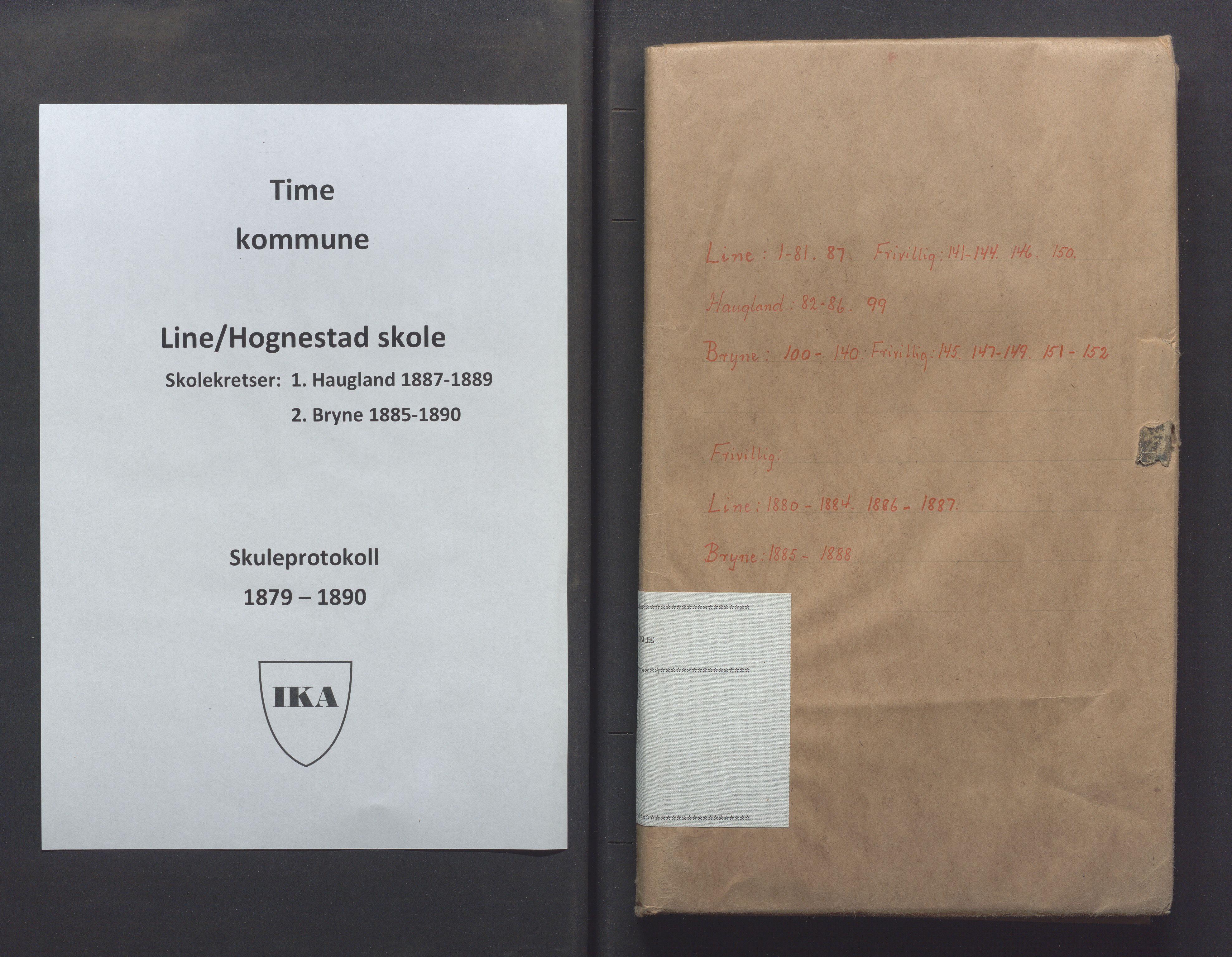 Time kommune - Line/Hognestad skole, IKAR/K-100802/H/L0003: Skoleprotokoll, 1879-1890