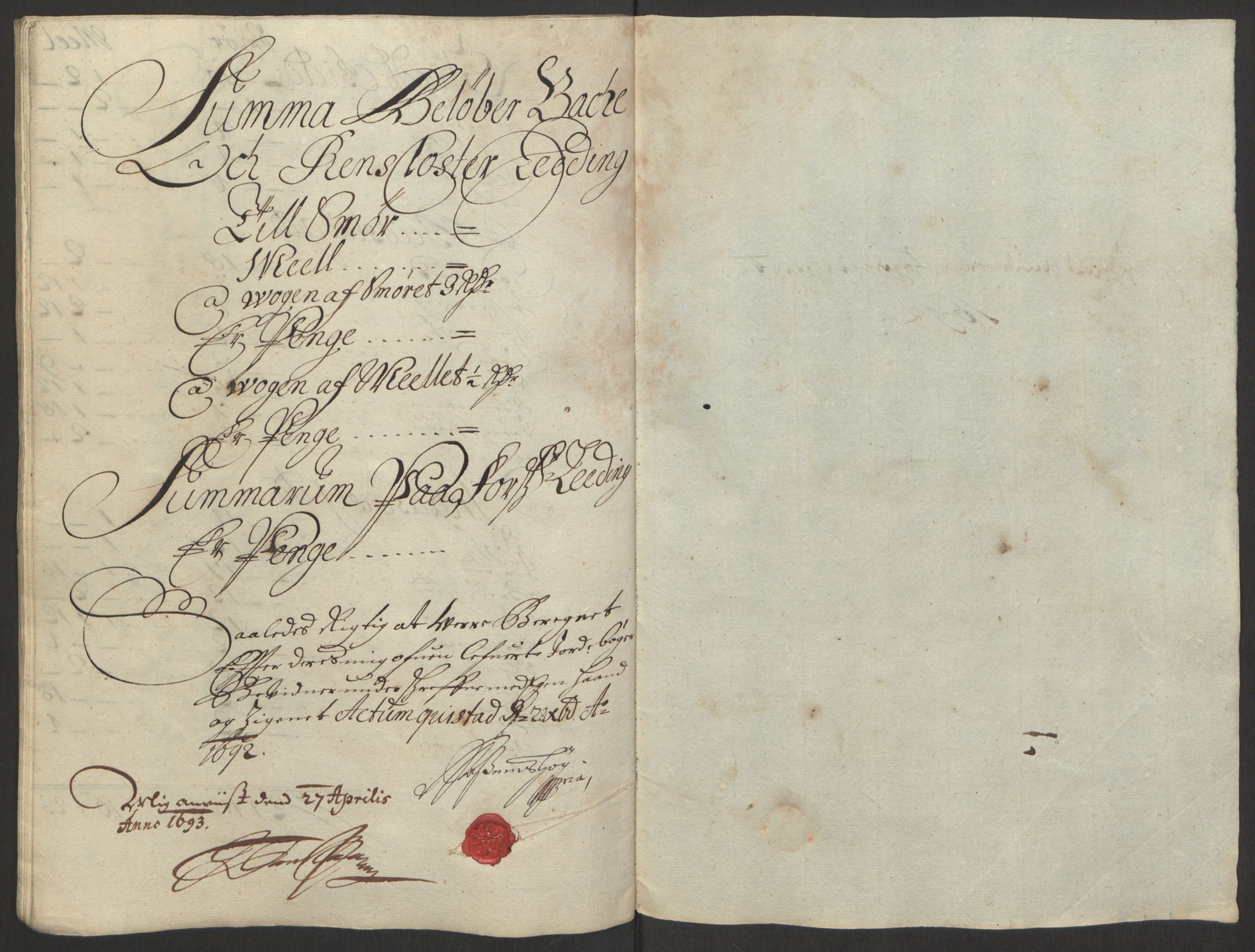 Rentekammeret inntil 1814, Reviderte regnskaper, Fogderegnskap, AV/RA-EA-4092/R63/L4308: Fogderegnskap Inderøy, 1692-1694, s. 190