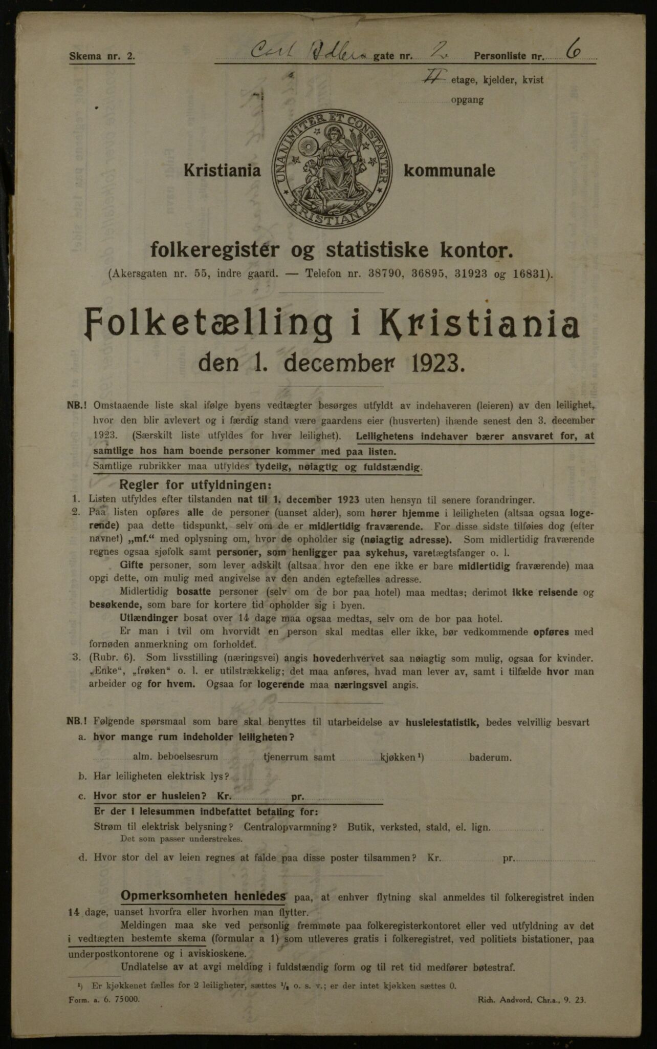 OBA, Kommunal folketelling 1.12.1923 for Kristiania, 1923, s. 15431