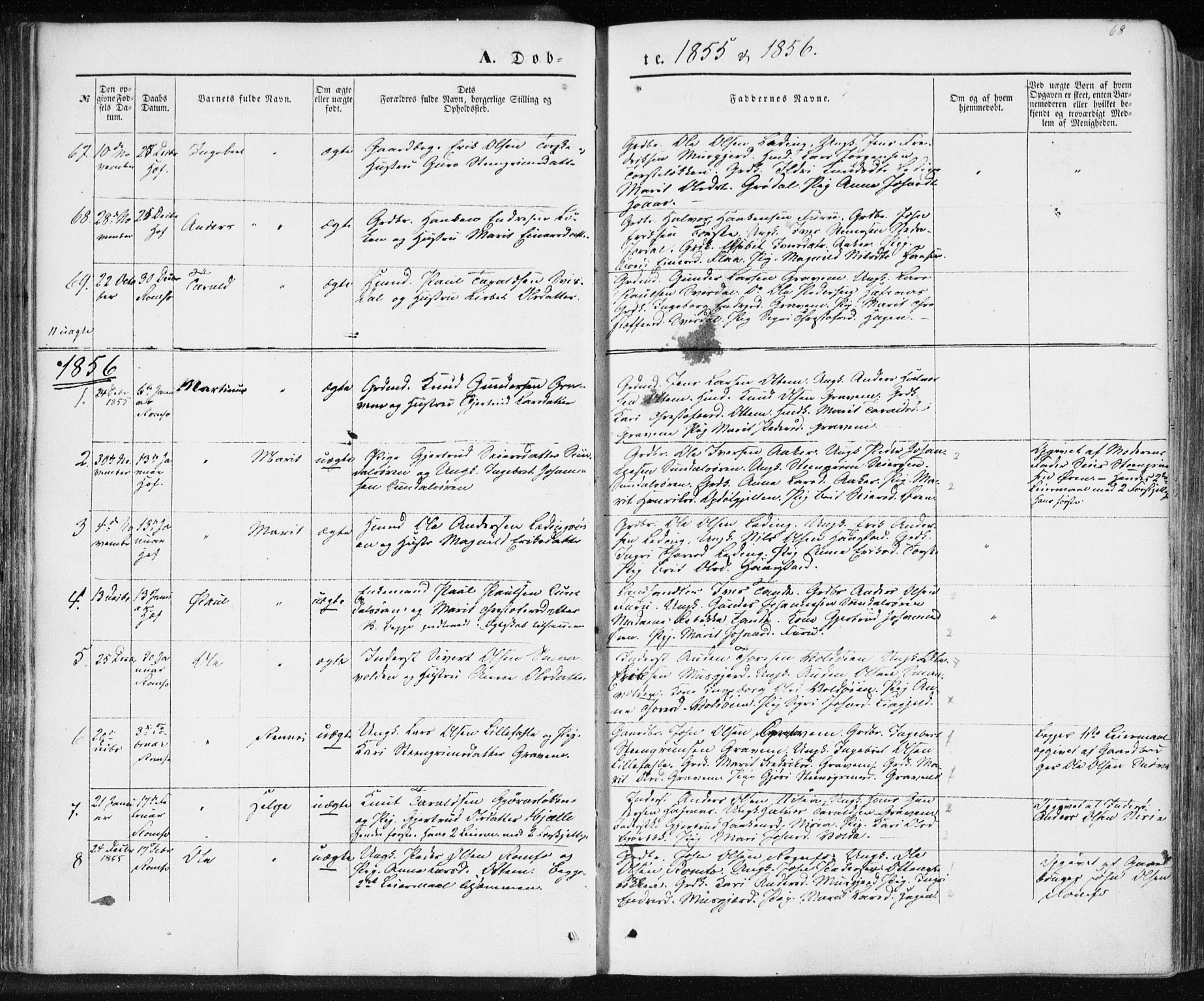 Ministerialprotokoller, klokkerbøker og fødselsregistre - Møre og Romsdal, SAT/A-1454/590/L1013: Ministerialbok nr. 590A05, 1847-1877, s. 68