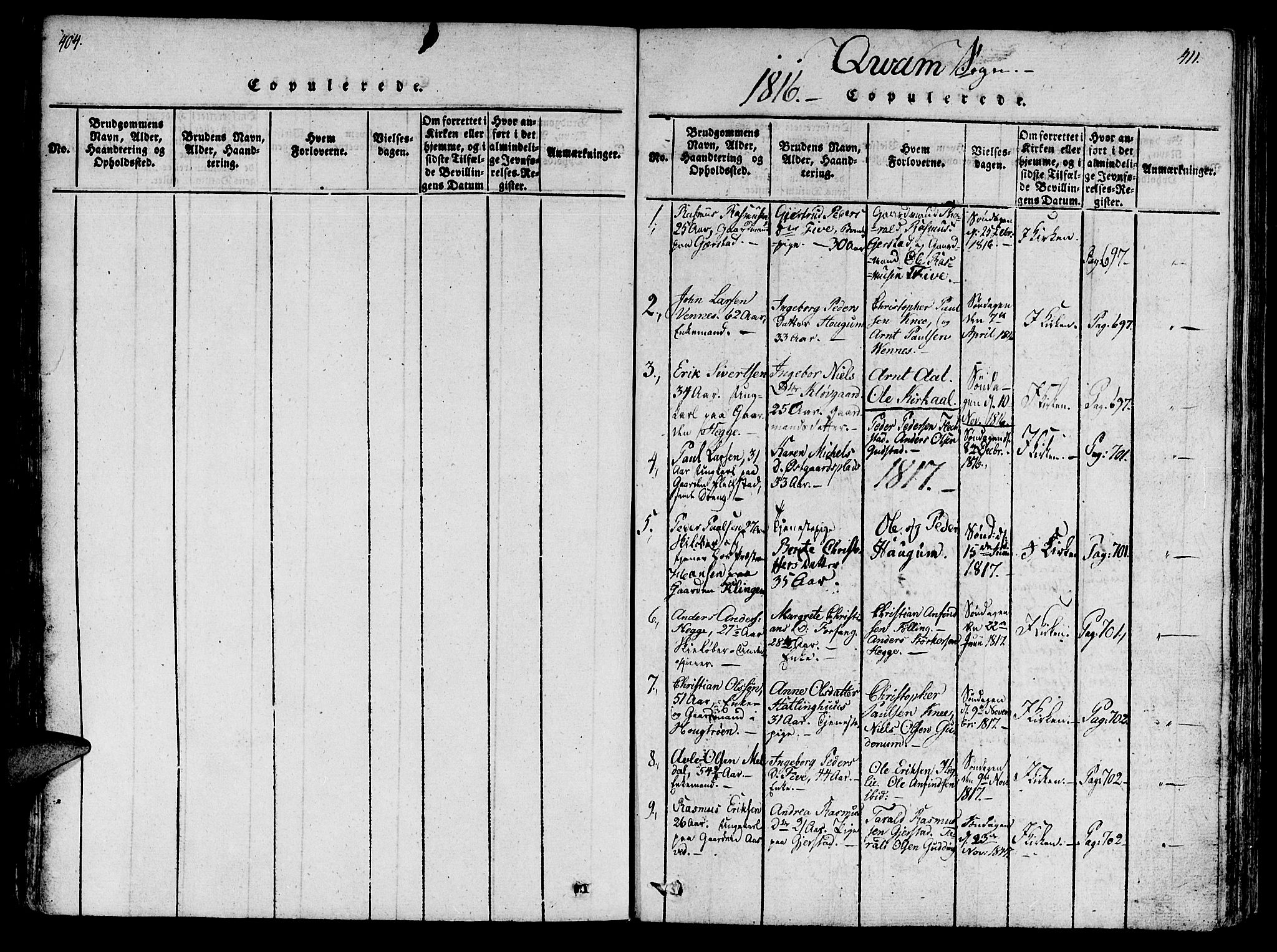 Ministerialprotokoller, klokkerbøker og fødselsregistre - Nord-Trøndelag, SAT/A-1458/746/L0441: Ministerialbok nr. 746A03 /2, 1816-1827, s. 404-411