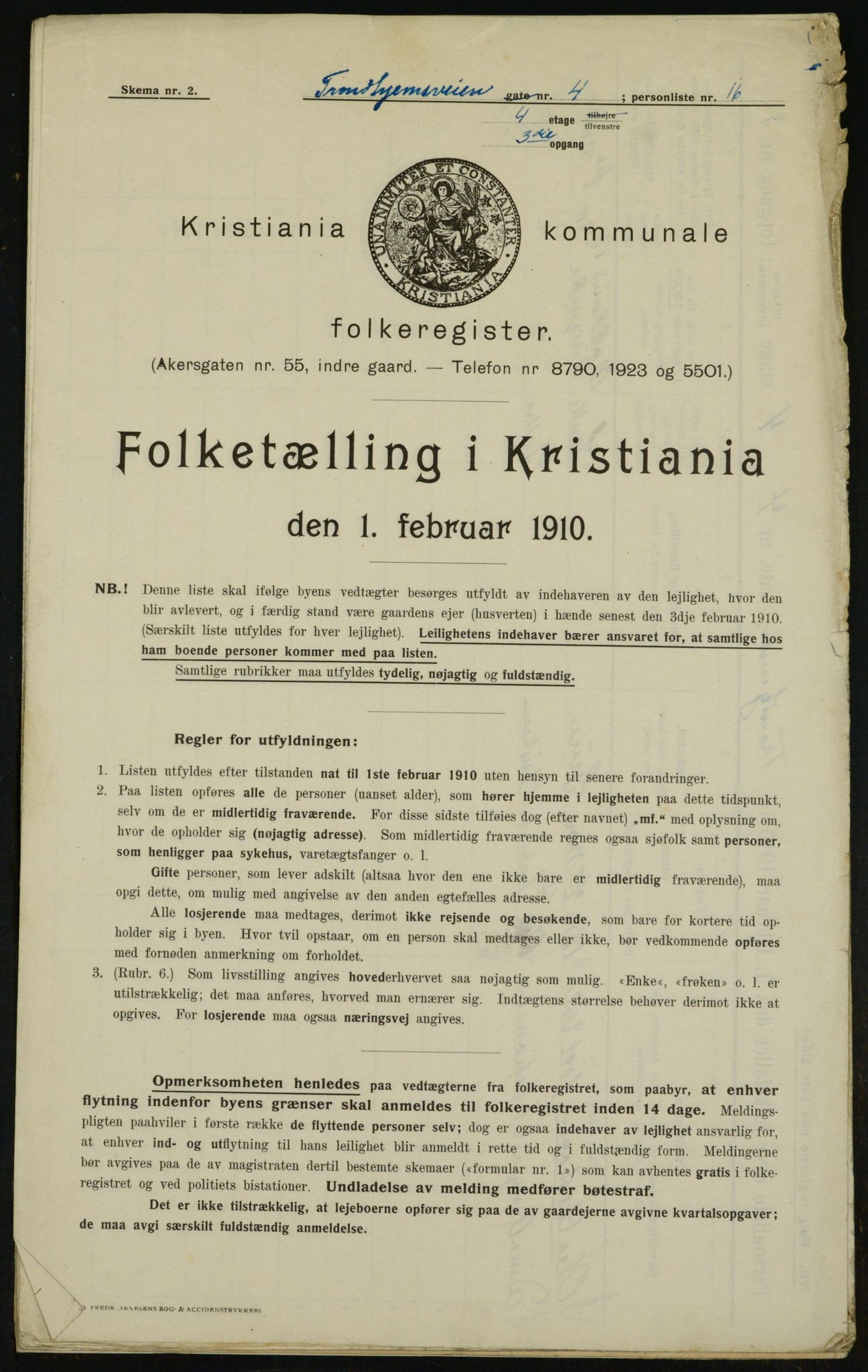 OBA, Kommunal folketelling 1.2.1910 for Kristiania, 1910, s. 110094