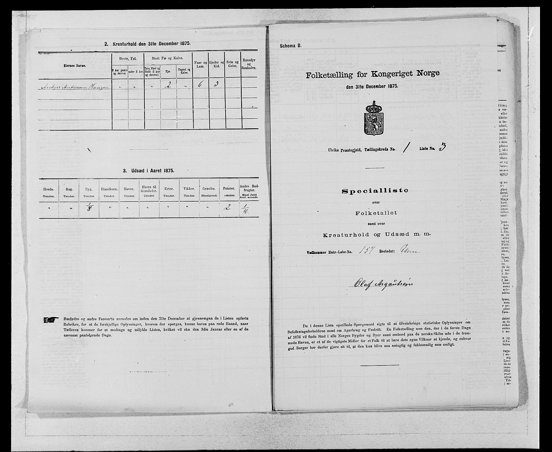 SAB, Folketelling 1875 for 1233P Ulvik prestegjeld, 1875, s. 33