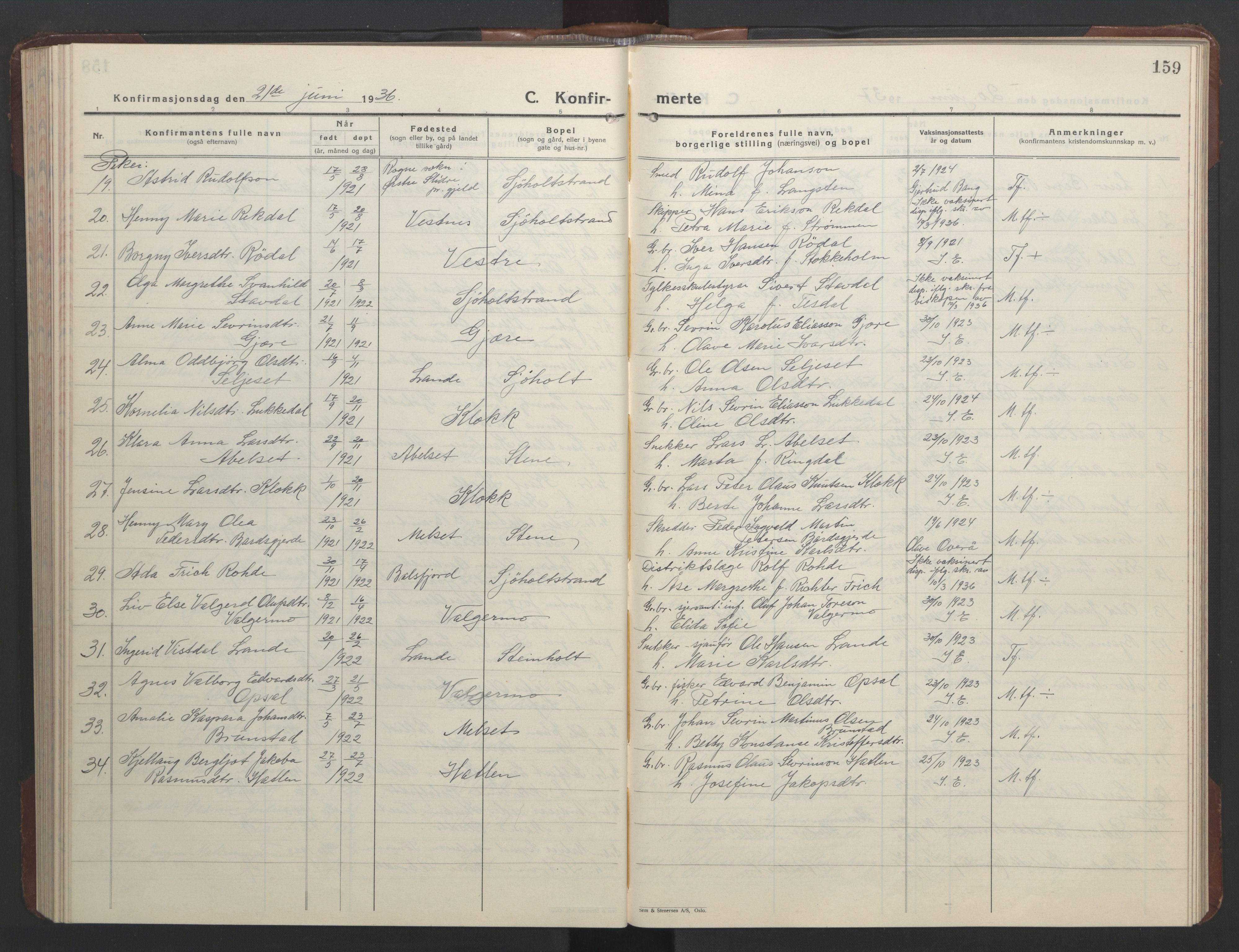 Ministerialprotokoller, klokkerbøker og fødselsregistre - Møre og Romsdal, AV/SAT-A-1454/522/L0329: Klokkerbok nr. 522C08, 1926-1951, s. 159