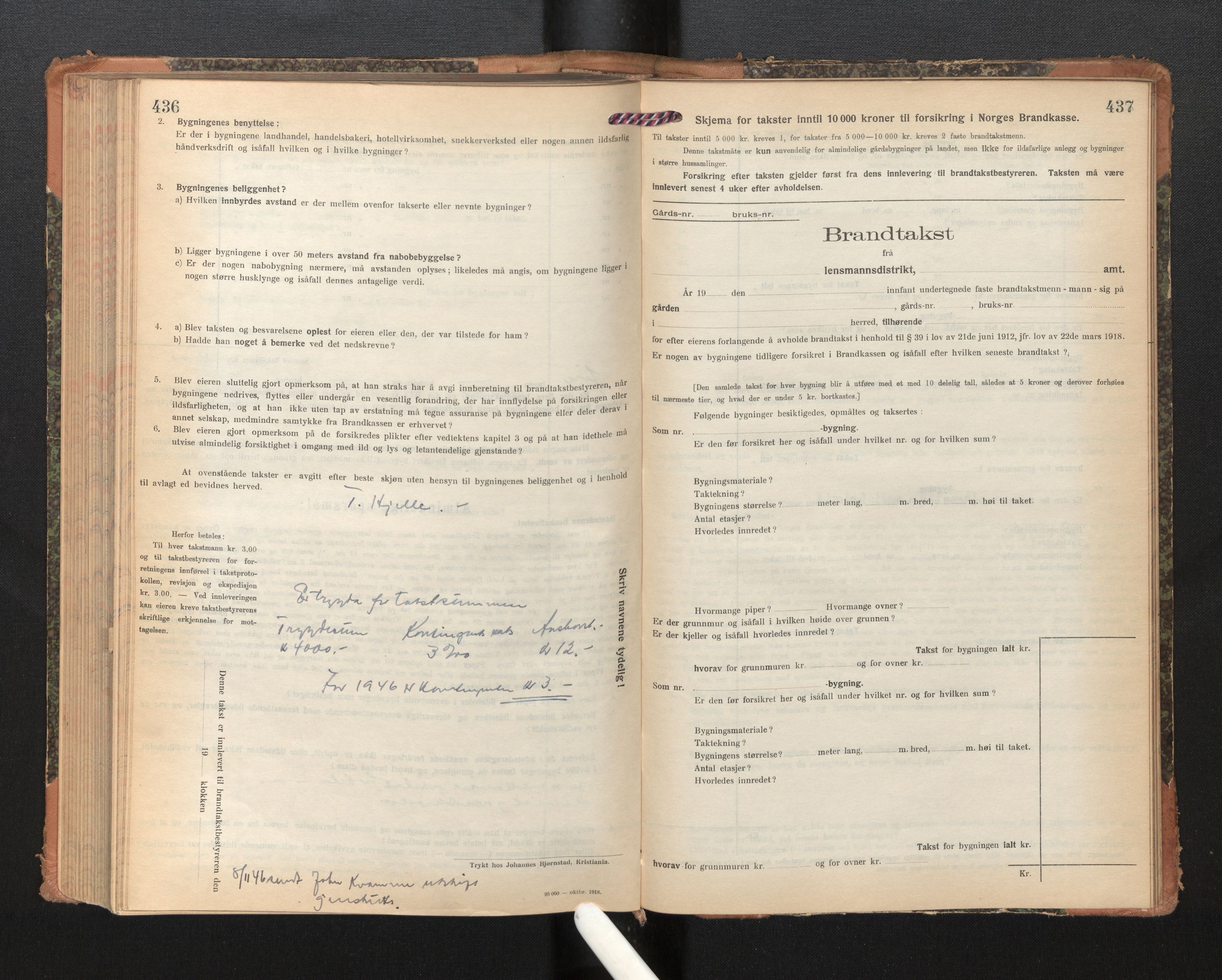 Lensmannen i Førde, SAB/A-27401/0012/L0009: Branntakstprotokoll, skjematakst, 1922-1946, s. 436-437