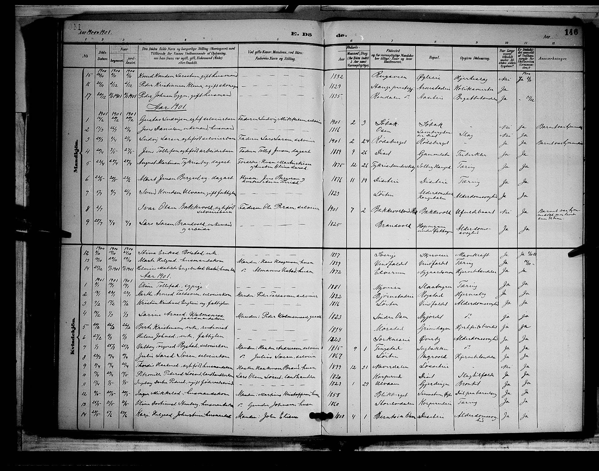 Åmot prestekontor, Hedmark, AV/SAH-PREST-056/H/Ha/Hab/L0002: Klokkerbok nr. 2, 1896-1906, s. 146