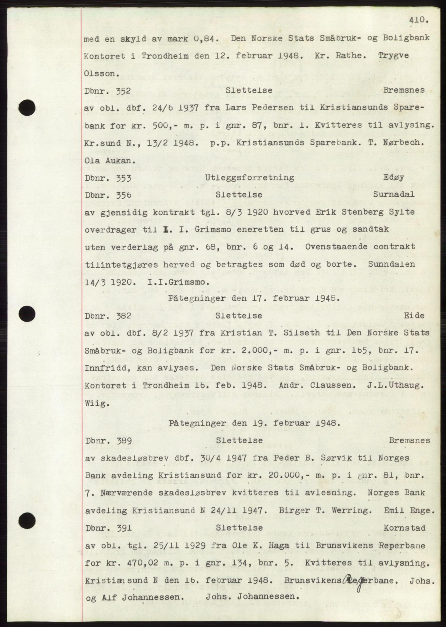 Nordmøre sorenskriveri, SAT/A-4132/1/2/2Ca: Pantebok nr. C82b, 1946-1951, Dagboknr: 352/1948
