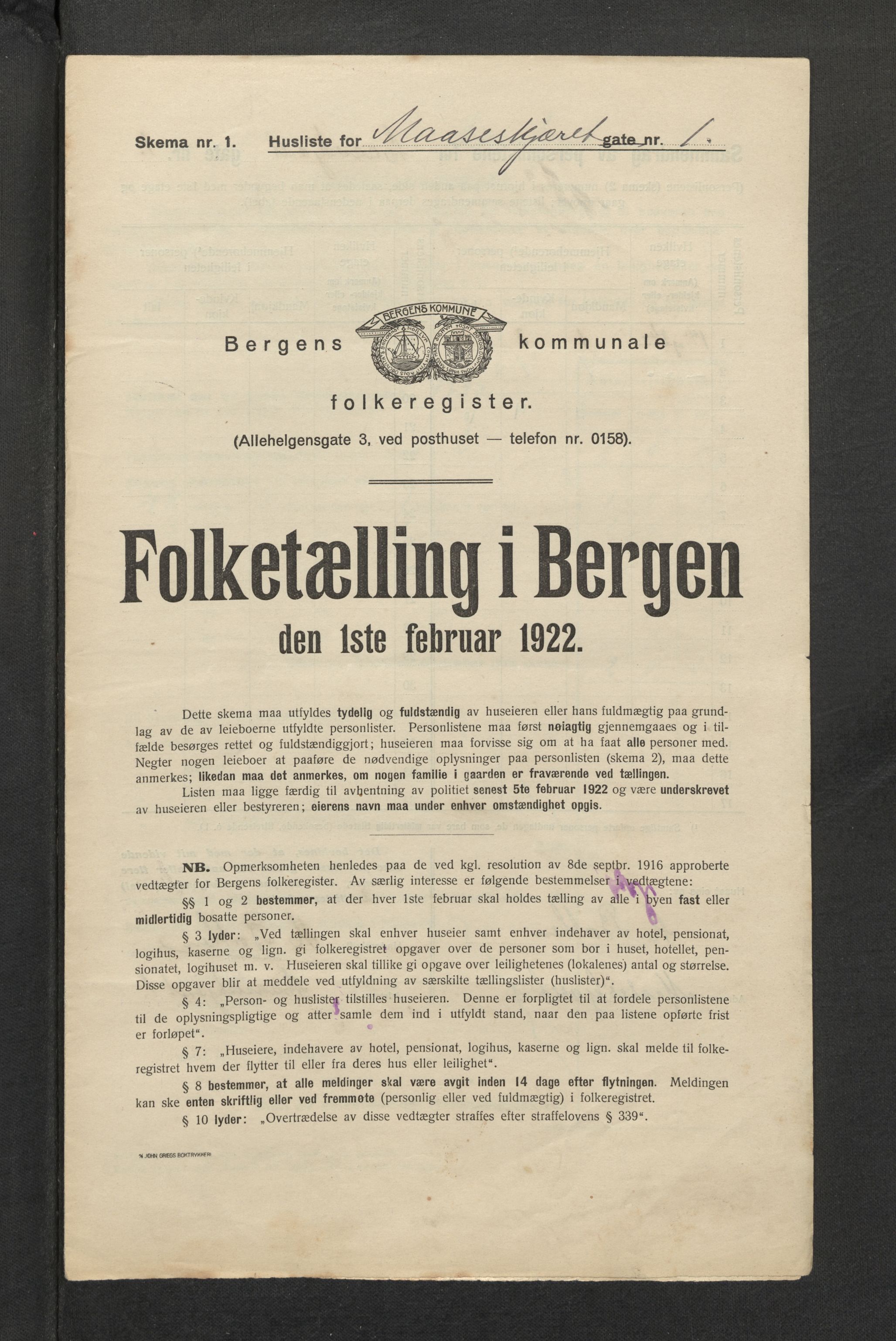 SAB, Kommunal folketelling 1922 for Bergen kjøpstad, 1922, s. 23312