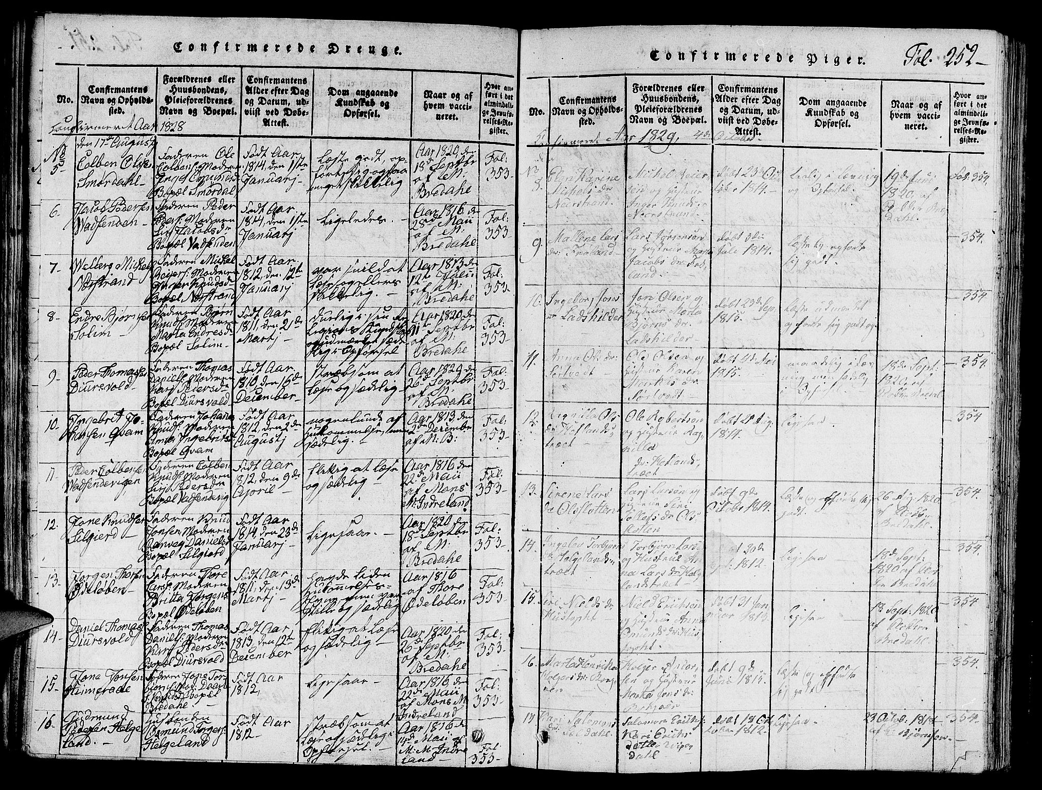 Nedstrand sokneprestkontor, SAST/A-101841/01/V: Klokkerbok nr. B 1 /1, 1816-1847, s. 252