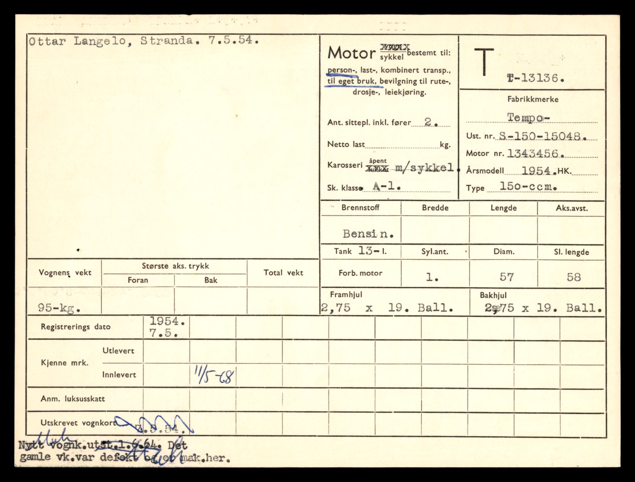 Møre og Romsdal vegkontor - Ålesund trafikkstasjon, AV/SAT-A-4099/F/Fe/L0037: Registreringskort for kjøretøy T 13031 - T 13179, 1927-1998, s. 2091
