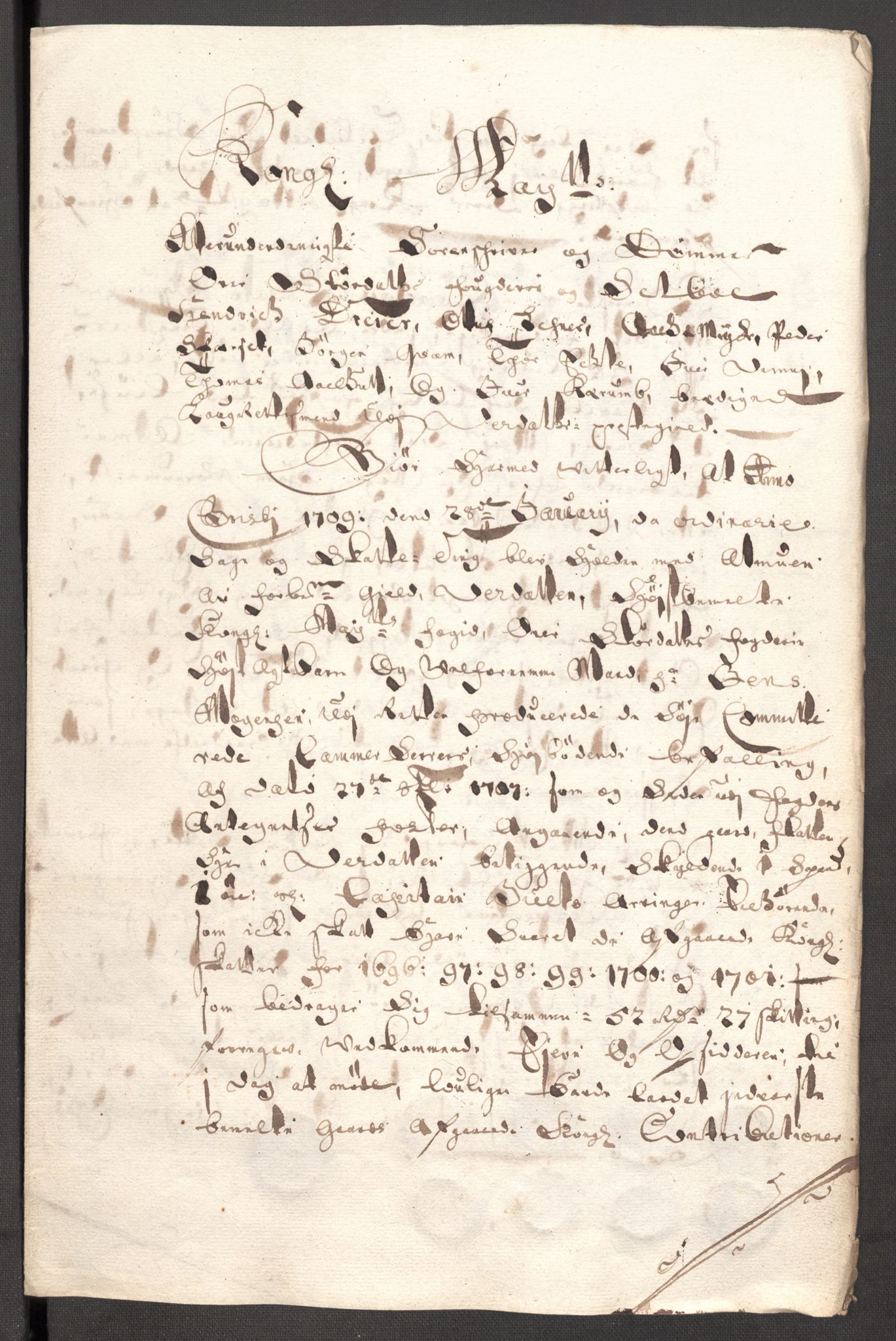 Rentekammeret inntil 1814, Reviderte regnskaper, Fogderegnskap, RA/EA-4092/R62/L4199: Fogderegnskap Stjørdal og Verdal, 1709, s. 156