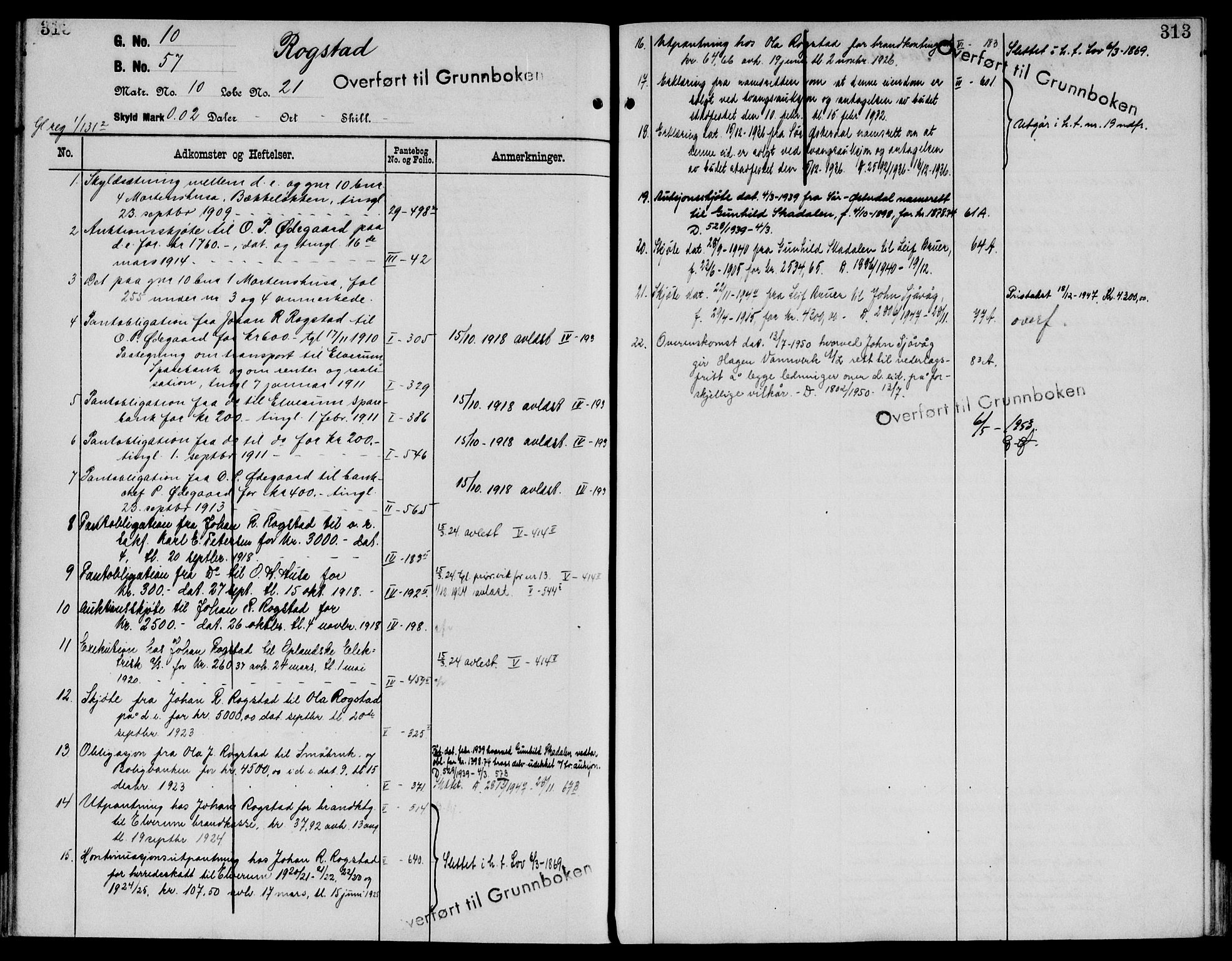 Sør-Østerdal sorenskriveri, AV/SAH-TING-018/H/Ha/Haa/L0019: Panteregister nr. 1, 1922-1954, s. 313