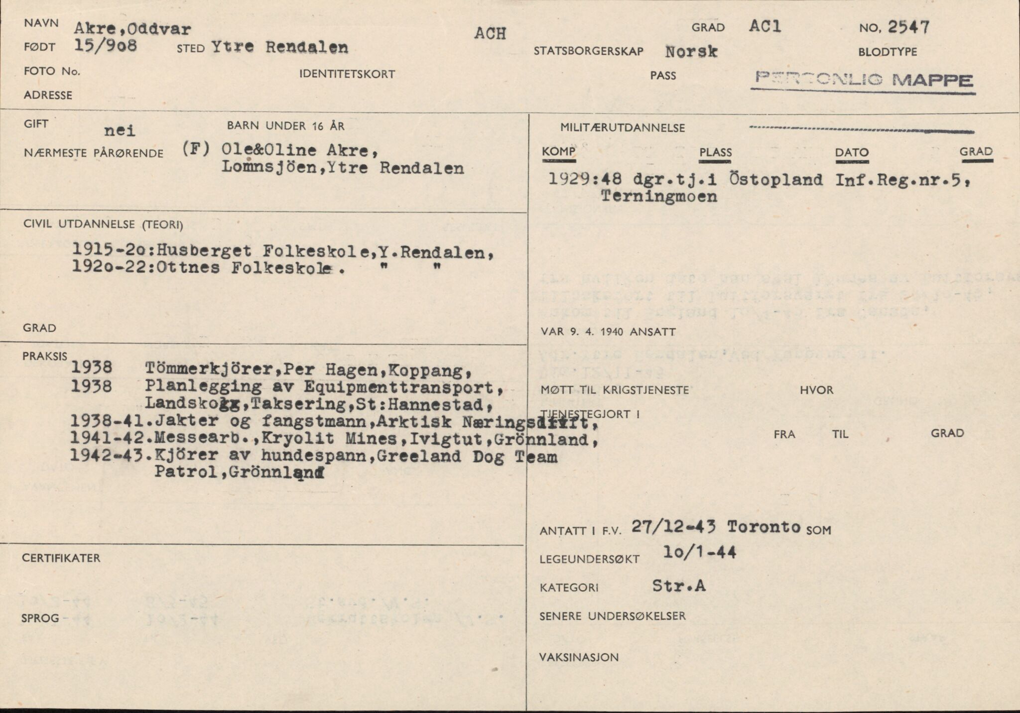 Forsvaret, Forsvarets overkommando/Luftforsvarsstaben, AV/RA-RAFA-4079/P/Pa/L0020: Personellpapirer, 1908, s. 3