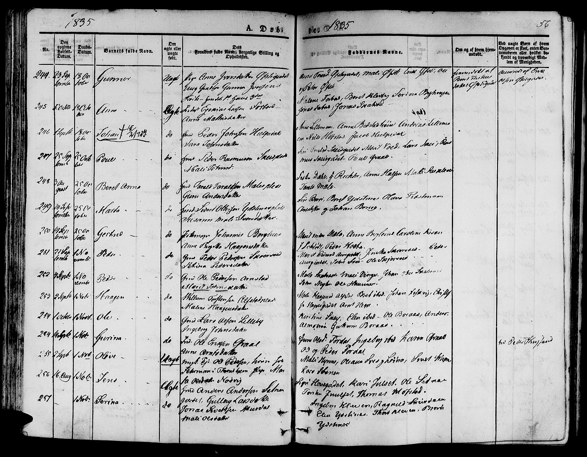 Ministerialprotokoller, klokkerbøker og fødselsregistre - Nord-Trøndelag, AV/SAT-A-1458/709/L0071: Ministerialbok nr. 709A11, 1833-1844, s. 56