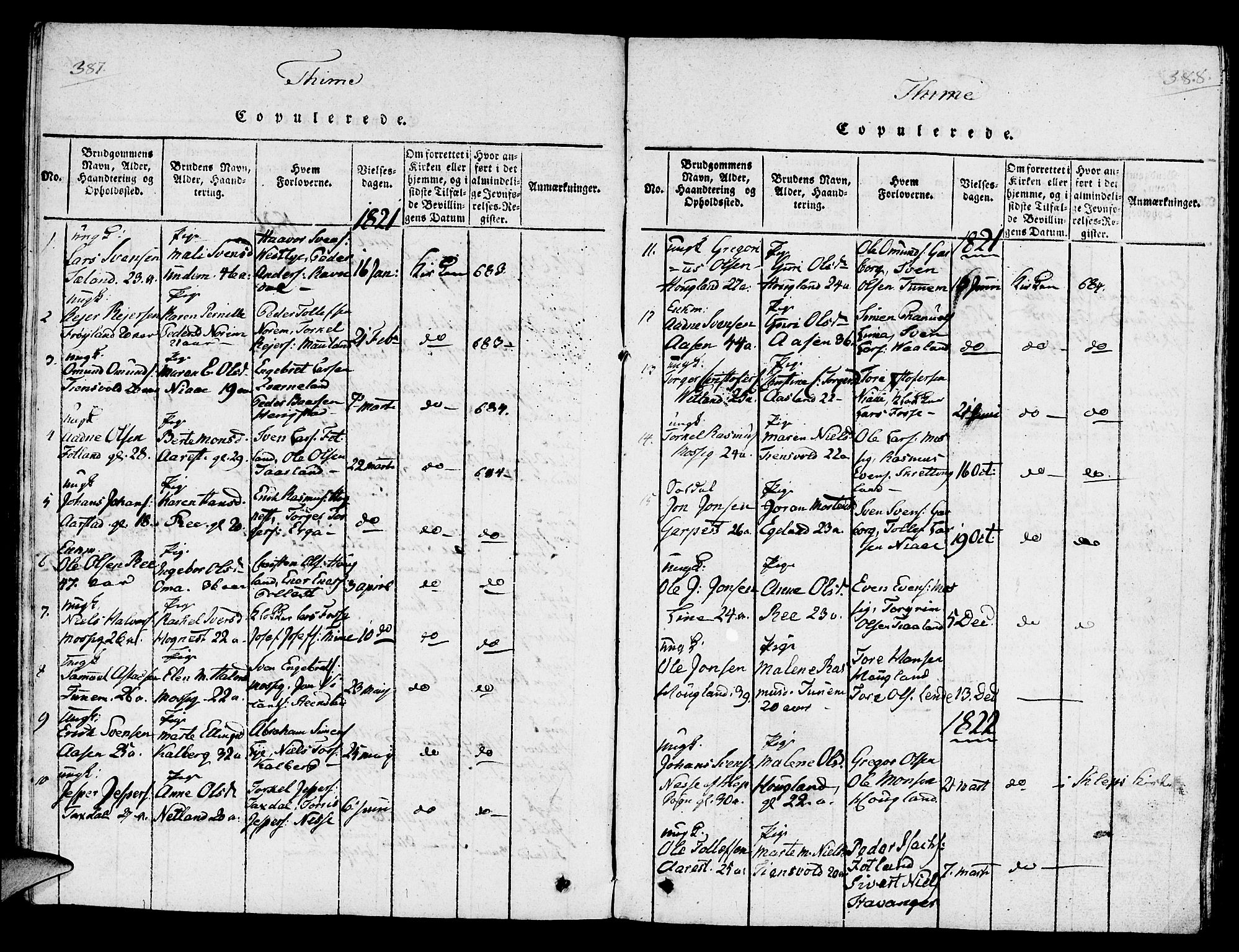 Lye sokneprestkontor, AV/SAST-A-101794/001/30/30BA/L0003: Ministerialbok nr. A 3 /1, 1816-1826, s. 387-388