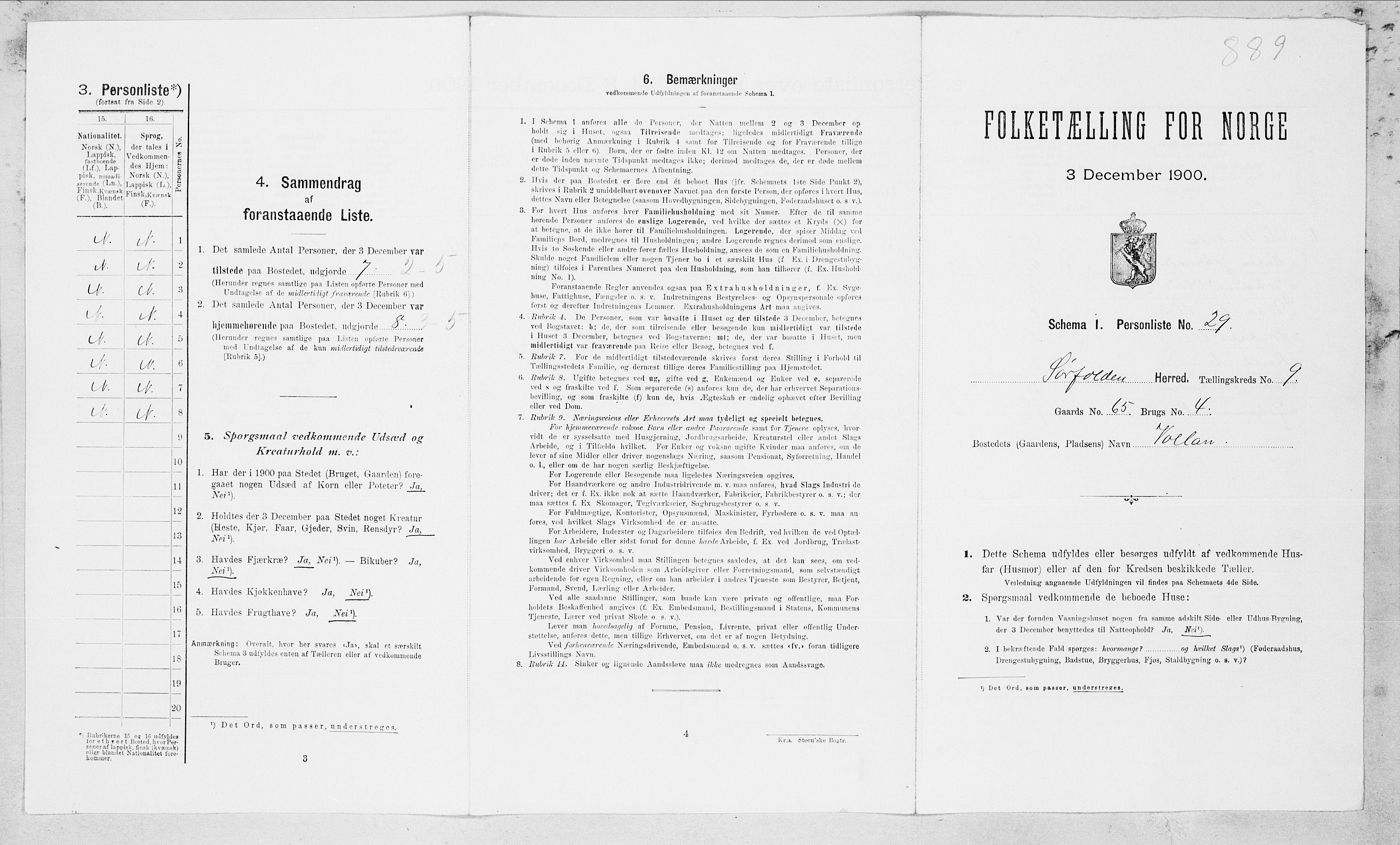 SAT, Folketelling 1900 for 1845 Sørfold herred, 1900, s. 589