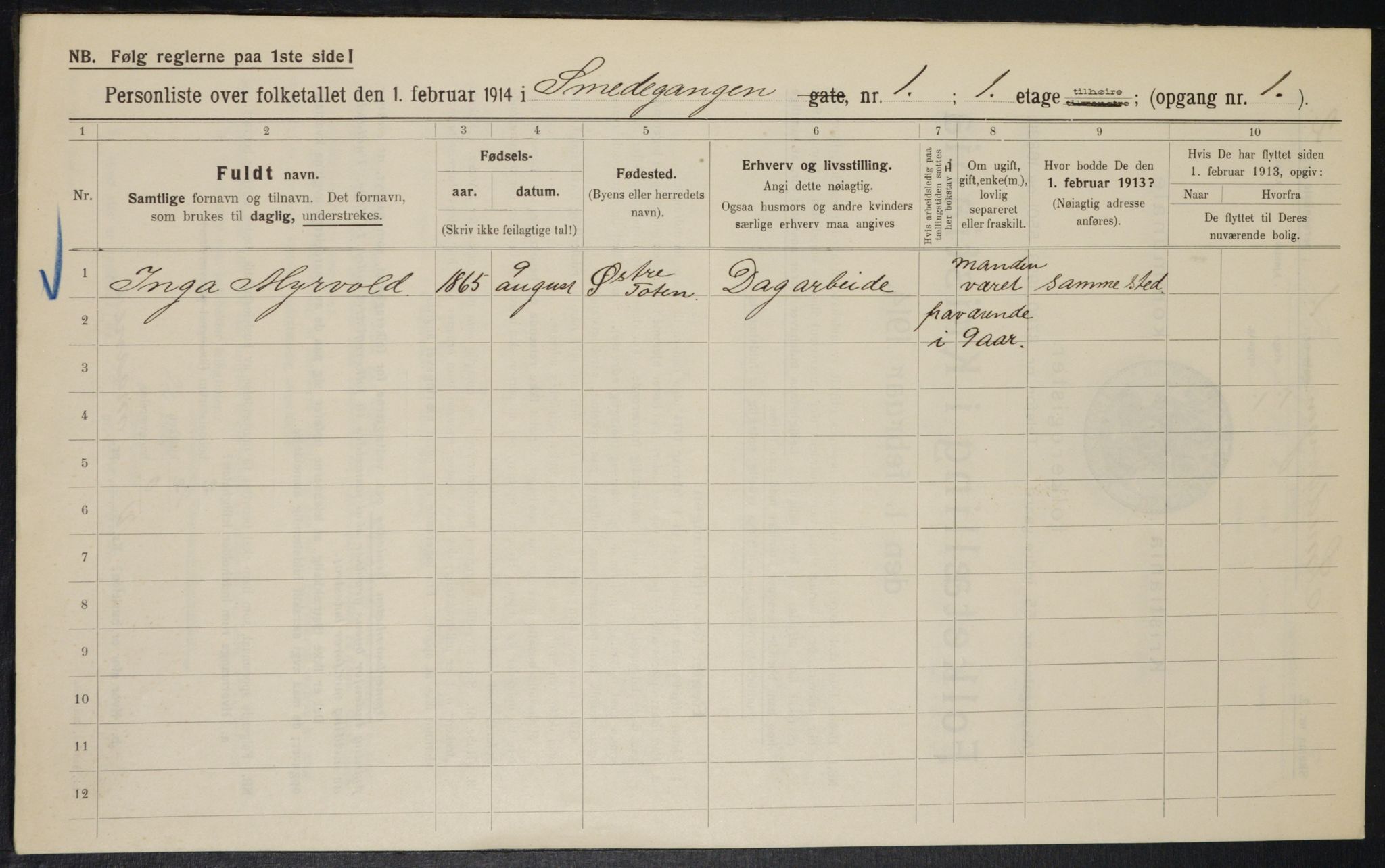 OBA, Kommunal folketelling 1.2.1914 for Kristiania, 1914, s. 96957