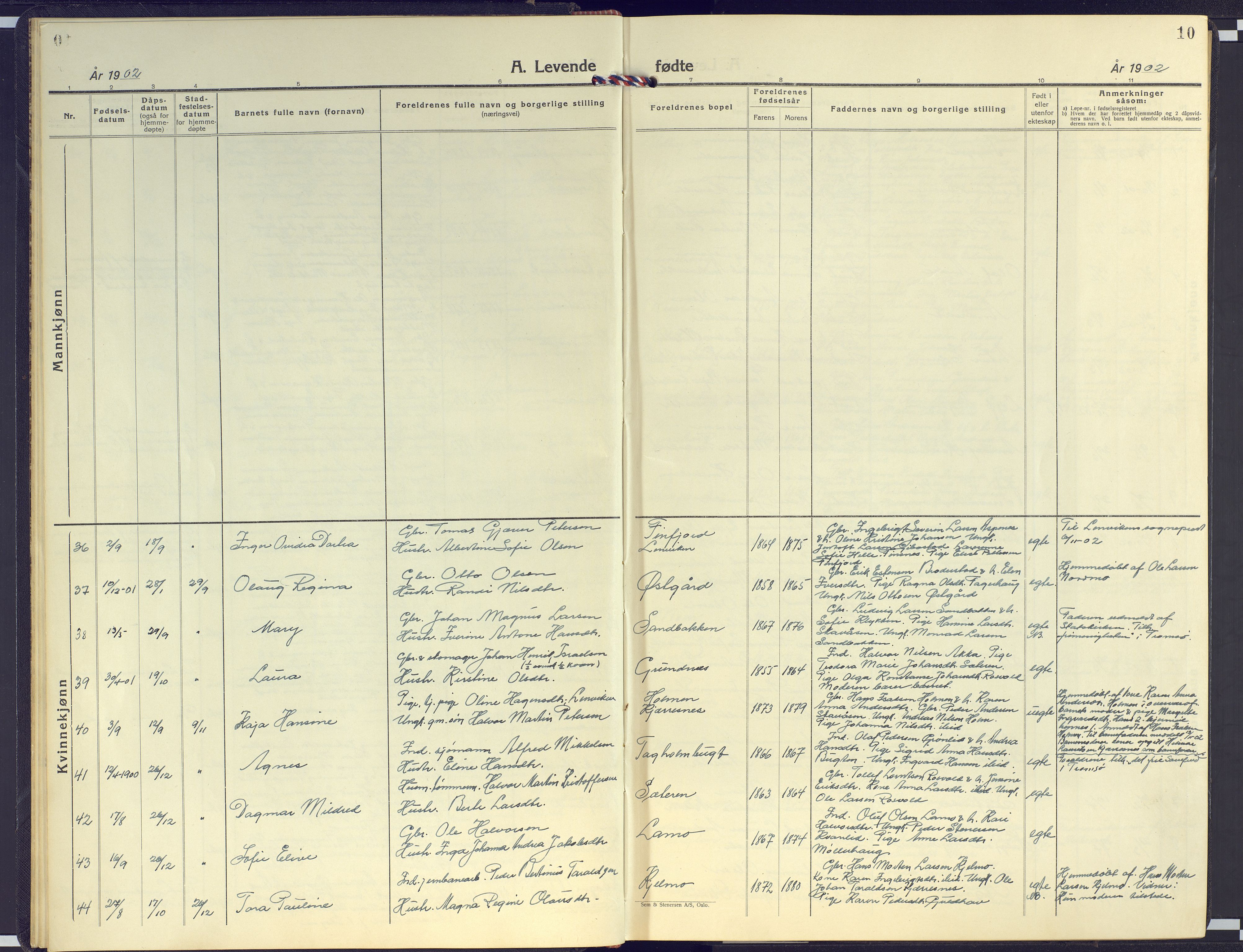 Målselv sokneprestembete, SATØ/S-1311/G/Ga/Gab/L0005klokker: Klokkerbok nr. 5, 1901-1932, s. 10