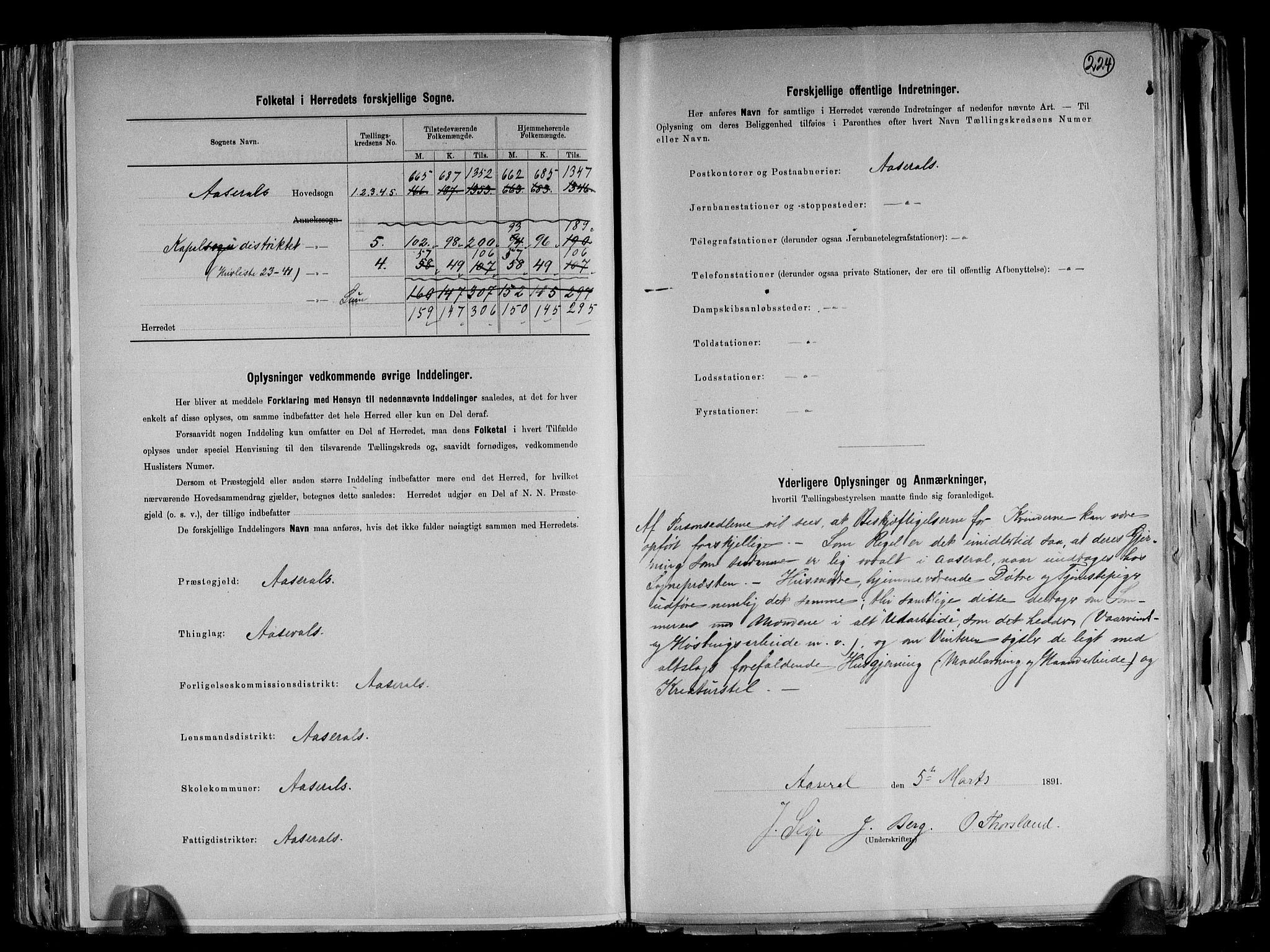 RA, Folketelling 1891 for 1026 Åseral herred, 1891, s. 3