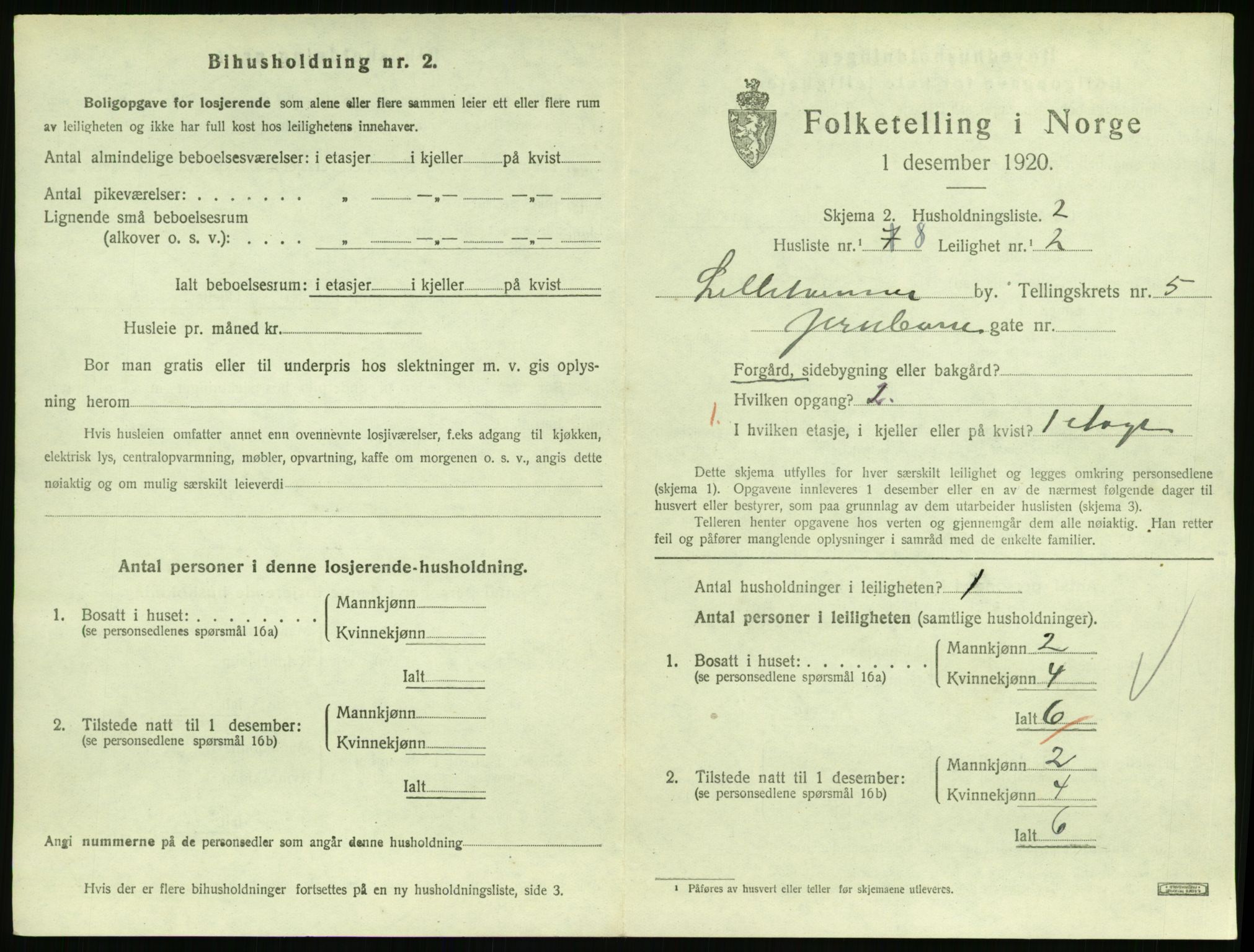 SAH, Folketelling 1920 for 0501 Lillehammer kjøpstad, 1920, s. 2224