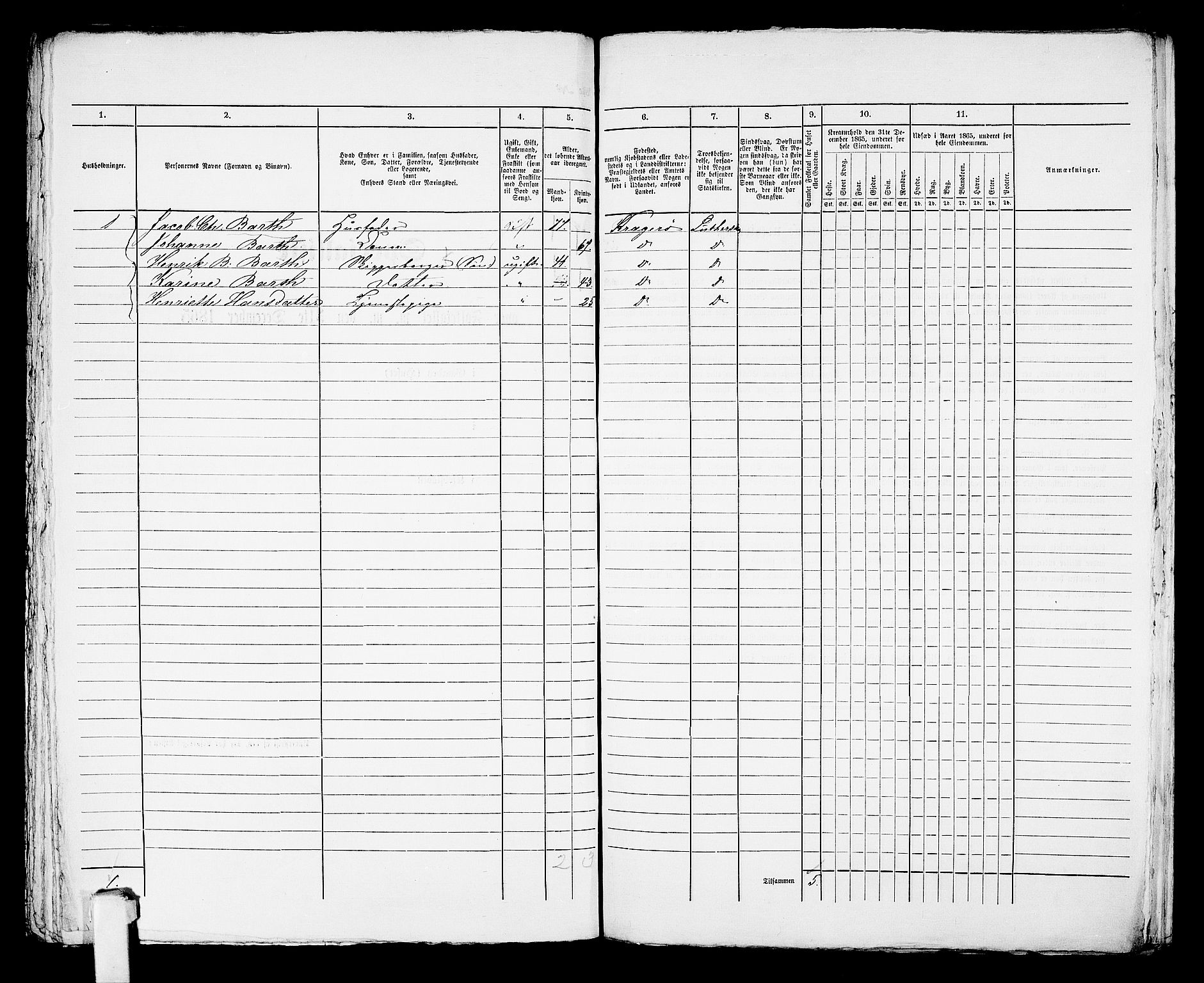 RA, Folketelling 1865 for 0801B Kragerø prestegjeld, Kragerø kjøpstad, 1865, s. 993