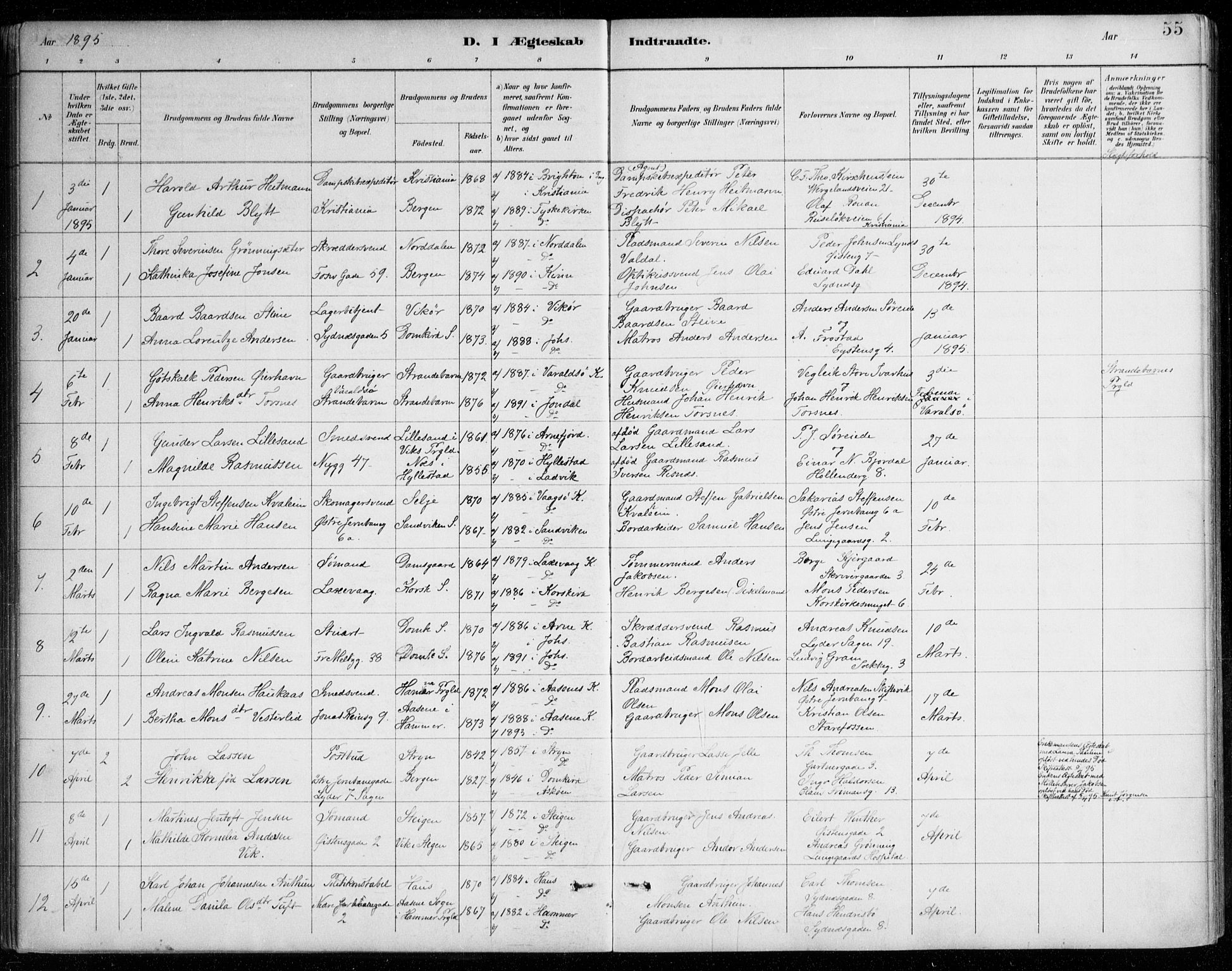 Johanneskirken sokneprestembete, AV/SAB-A-76001/H/Haa/L0012: Ministerialbok nr. D 1, 1885-1912, s. 55