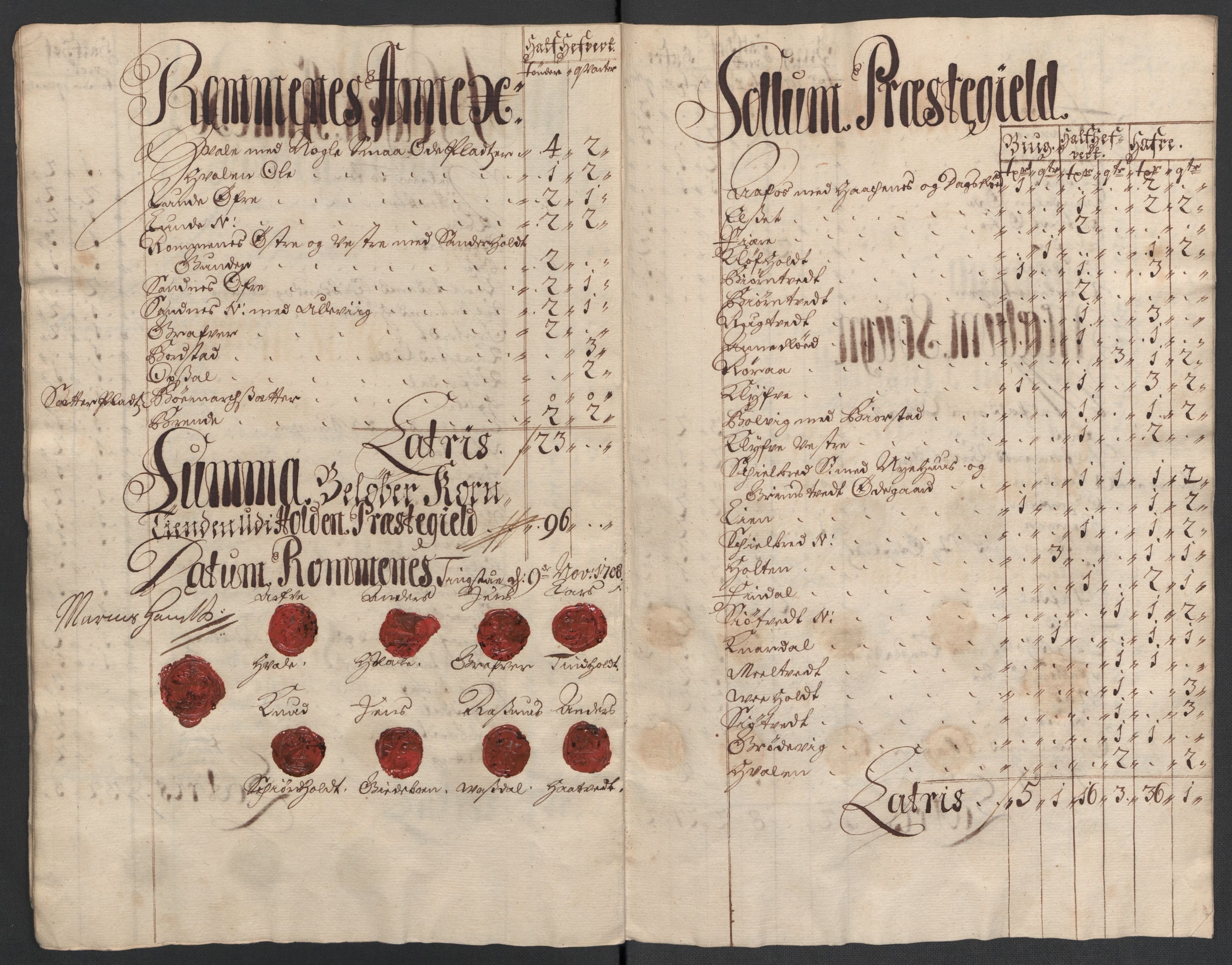 Rentekammeret inntil 1814, Reviderte regnskaper, Fogderegnskap, AV/RA-EA-4092/R36/L2118: Fogderegnskap Øvre og Nedre Telemark og Bamble, 1708-1709, s. 39