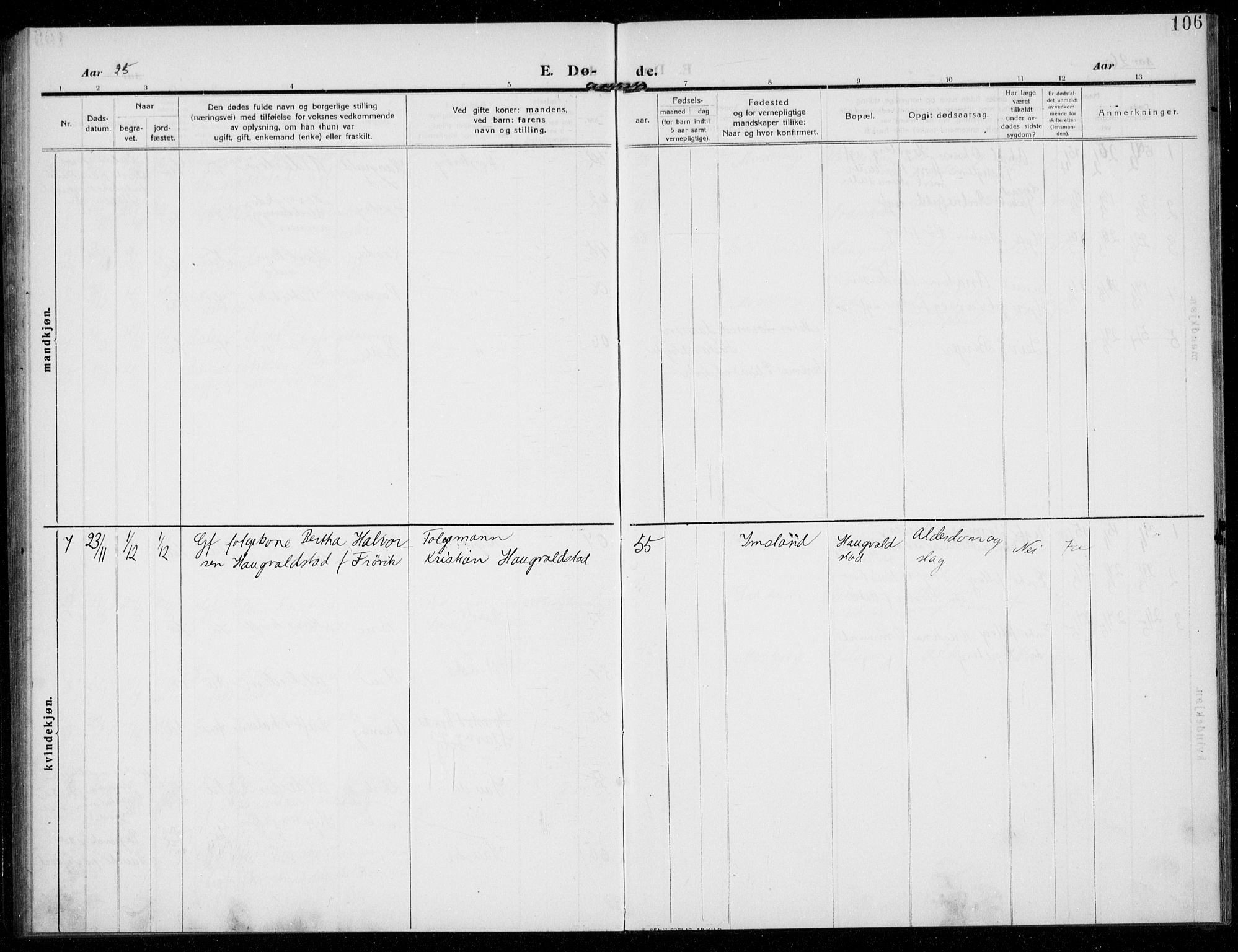 Rennesøy sokneprestkontor, AV/SAST-A -101827/H/Ha/Haa/L0017: Ministerialbok nr. A 17, 1908-1926, s. 106