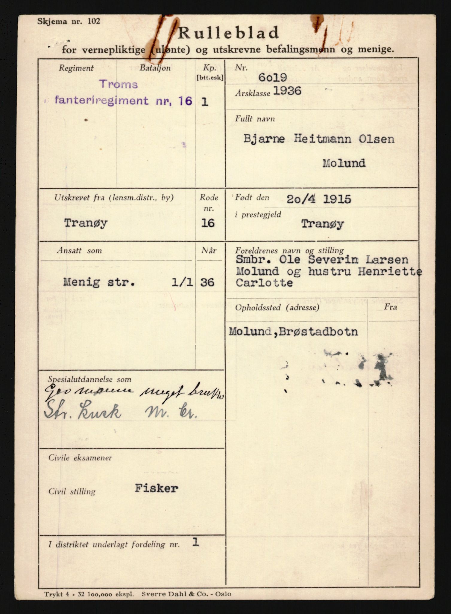 Forsvaret, Troms infanteriregiment nr. 16, AV/RA-RAFA-3146/P/Pa/L0020: Rulleblad for regimentets menige mannskaper, årsklasse 1936, 1936, s. 879