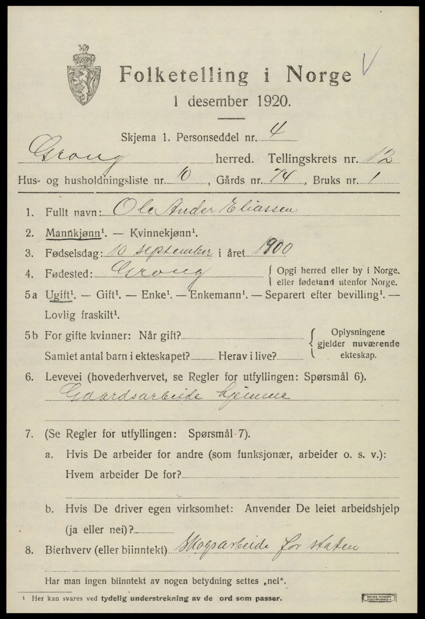 SAT, Folketelling 1920 for 1742 Grong herred, 1920, s. 6711