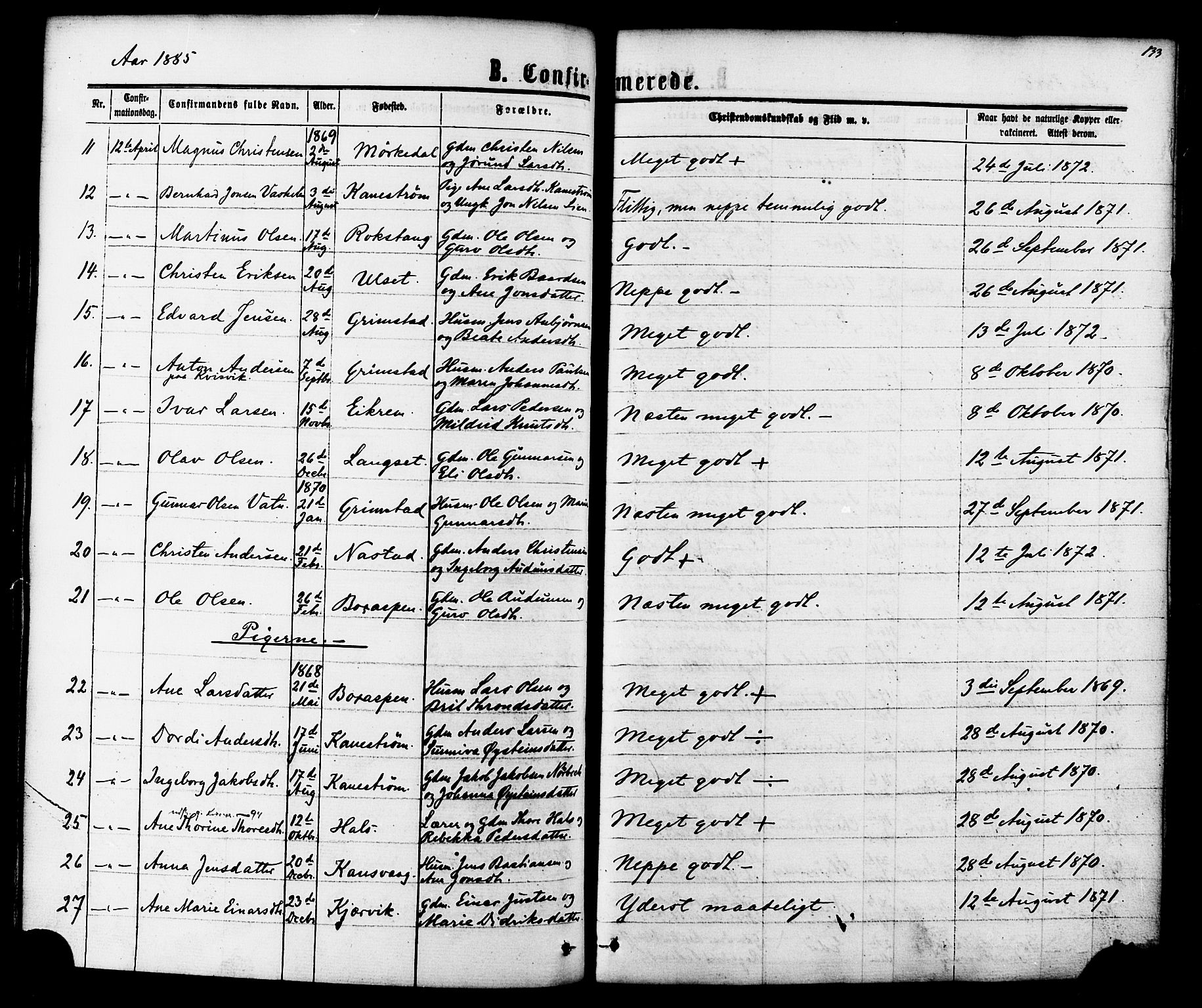 Ministerialprotokoller, klokkerbøker og fødselsregistre - Møre og Romsdal, AV/SAT-A-1454/587/L0999: Ministerialbok nr. 587A01, 1864-1886, s. 133