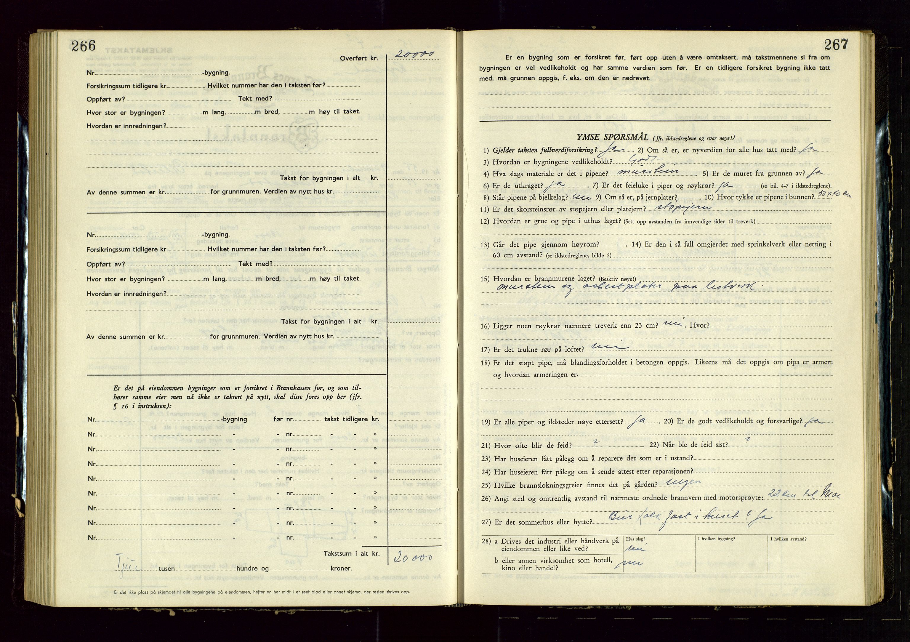 Heskestad lensmannskontor, AV/SAST-A-100304/Gob/L0005: "Brandtakstprotokoll", 1946-1955, s. 266-267