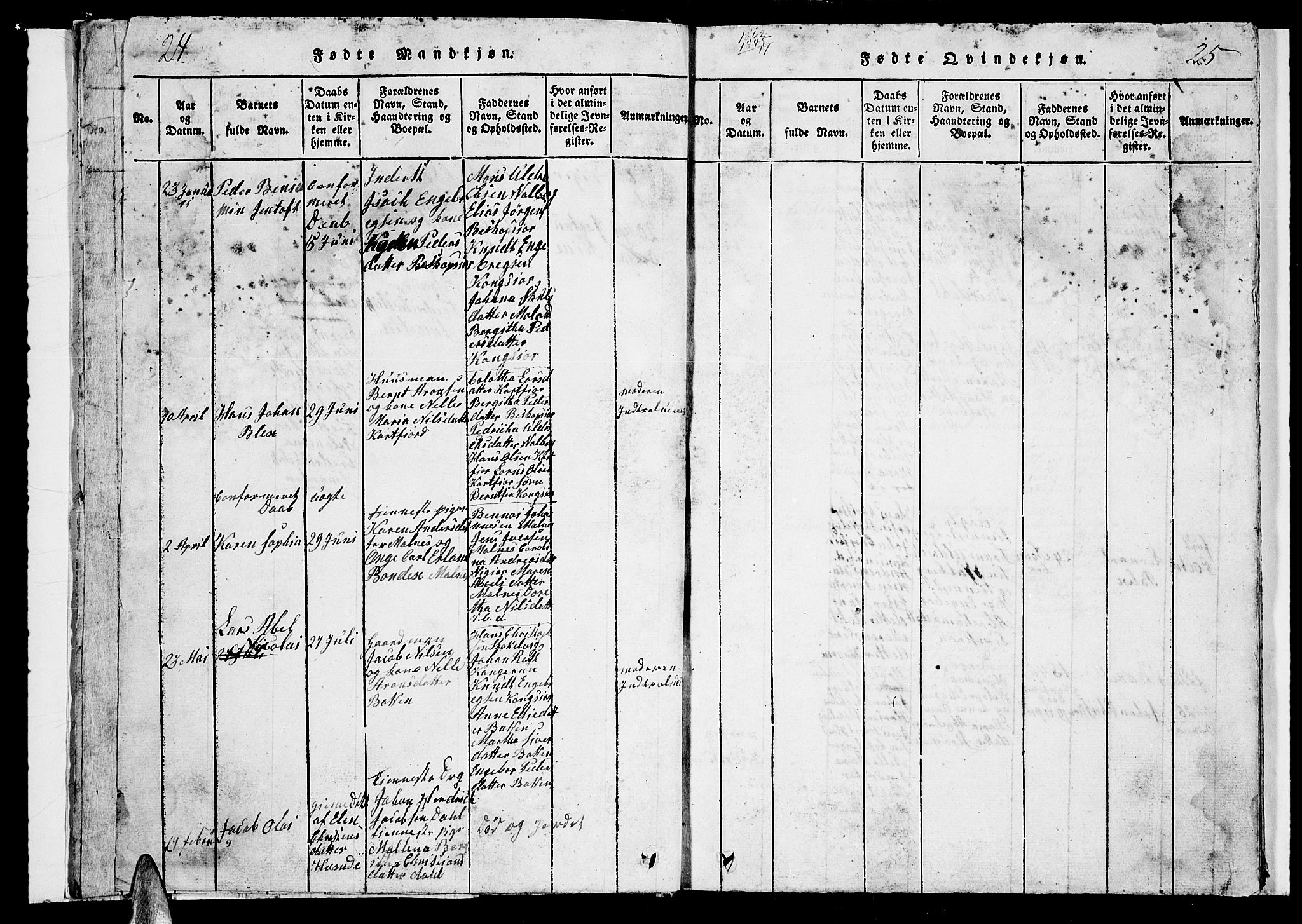 Ministerialprotokoller, klokkerbøker og fødselsregistre - Nordland, AV/SAT-A-1459/884/L1195: Klokkerbok nr. 884C01, 1837-1867, s. 24-25