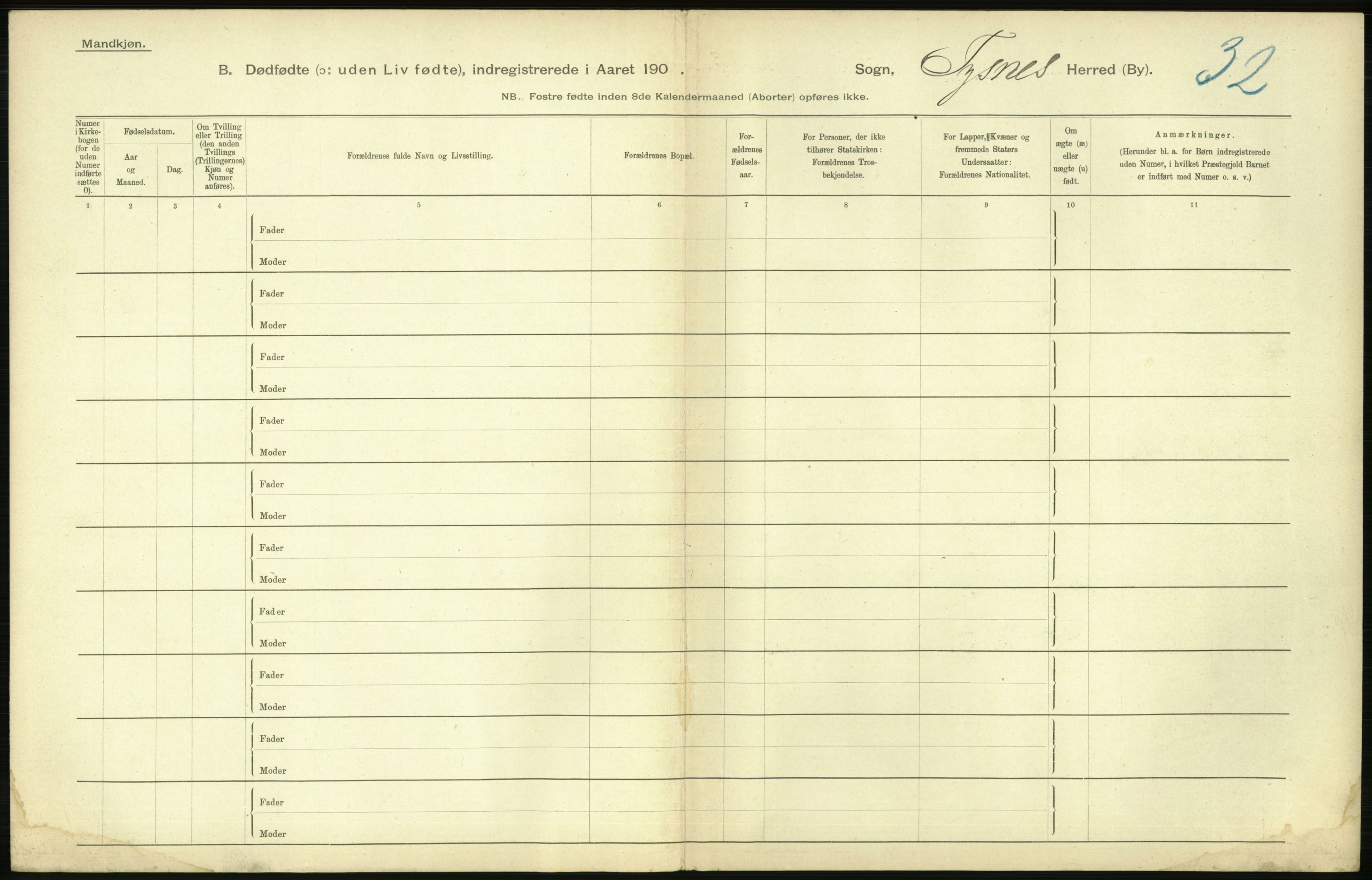 Statistisk sentralbyrå, Sosiodemografiske emner, Befolkning, AV/RA-S-2228/D/Df/Dfa/Dfaa/L0024: Smålenenes - Stavanger amt: Dødfødte. Bygder., 1903, s. 532