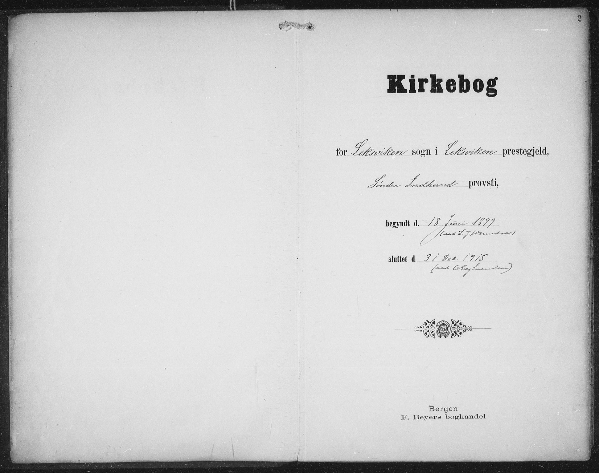 Ministerialprotokoller, klokkerbøker og fødselsregistre - Nord-Trøndelag, SAT/A-1458/701/L0011: Ministerialbok nr. 701A11, 1899-1915, s. 2