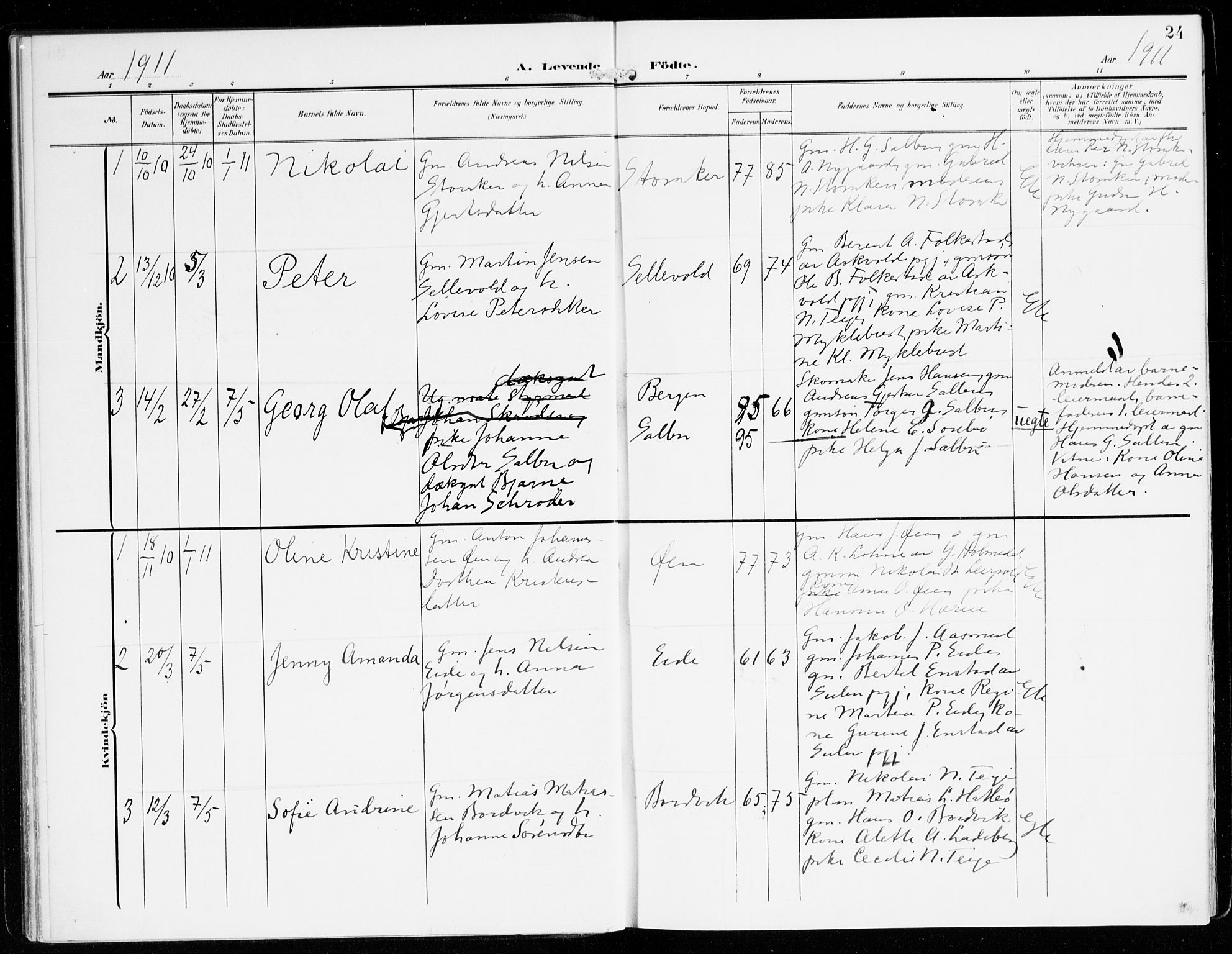 Hyllestad sokneprestembete, AV/SAB-A-80401: Ministerialbok nr. D 2, 1905-1919, s. 24