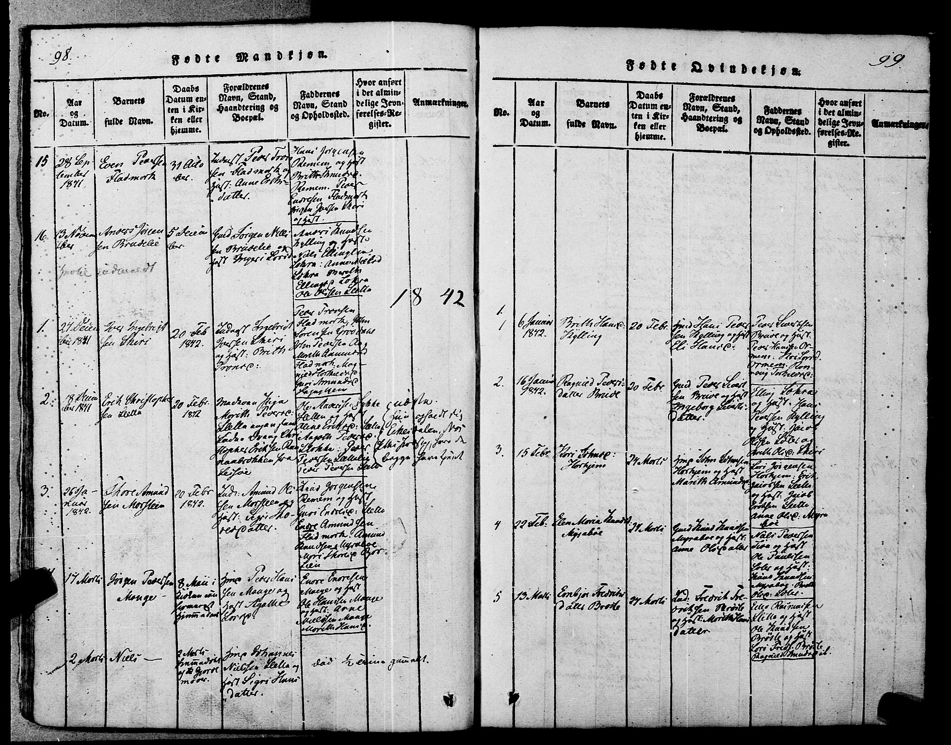 Ministerialprotokoller, klokkerbøker og fødselsregistre - Møre og Romsdal, AV/SAT-A-1454/546/L0593: Ministerialbok nr. 546A01, 1818-1853, s. 98-99